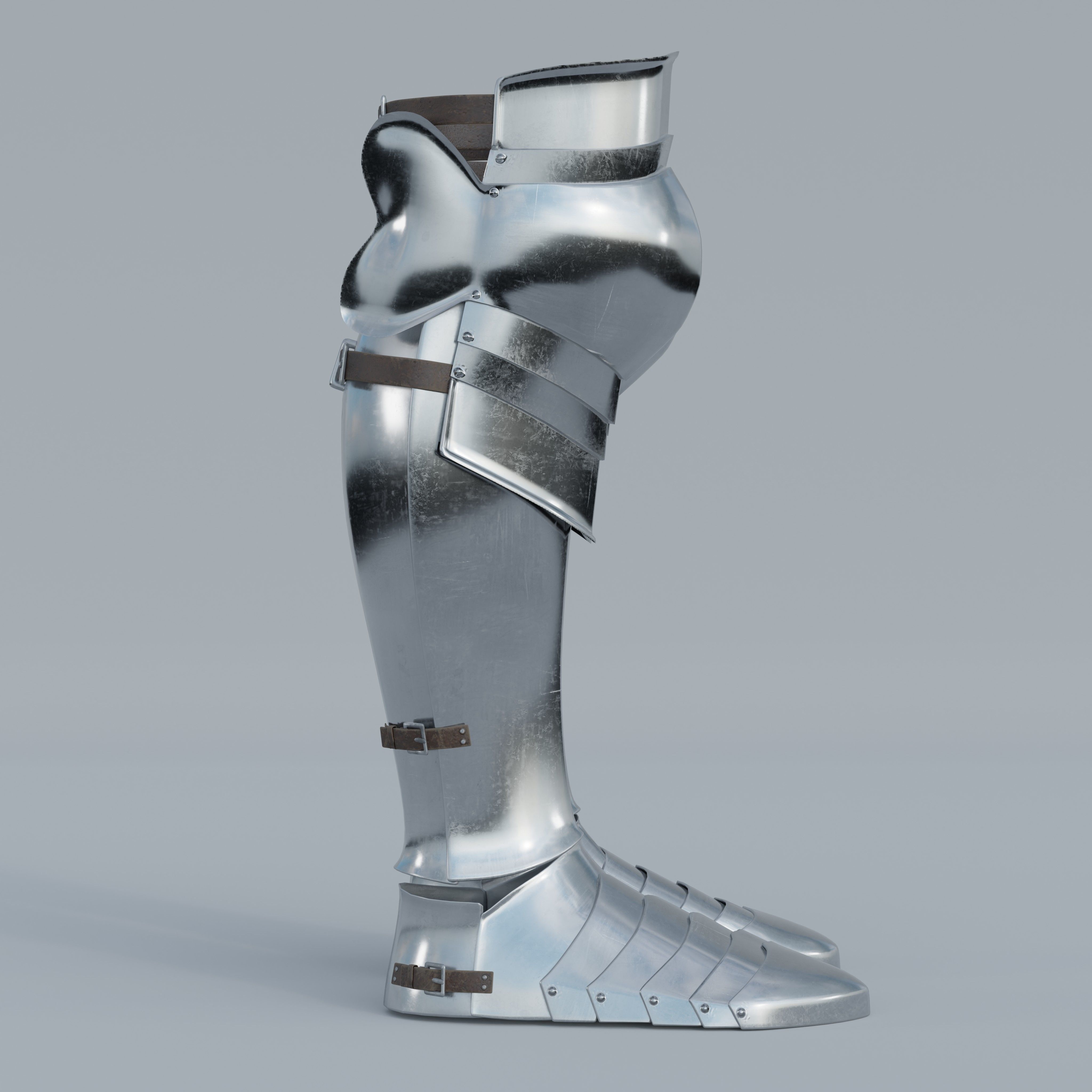 European Medieval Greaves with Sabatons-Solleretes Low-poly 3D model_1