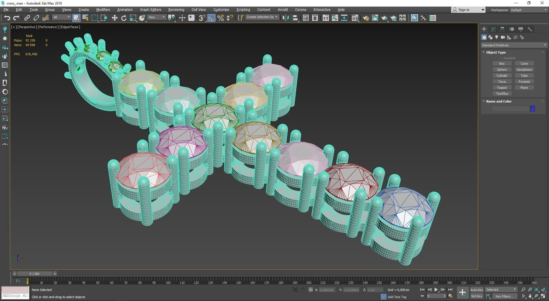 Diamond cross with diamond suspension 3D print model_13