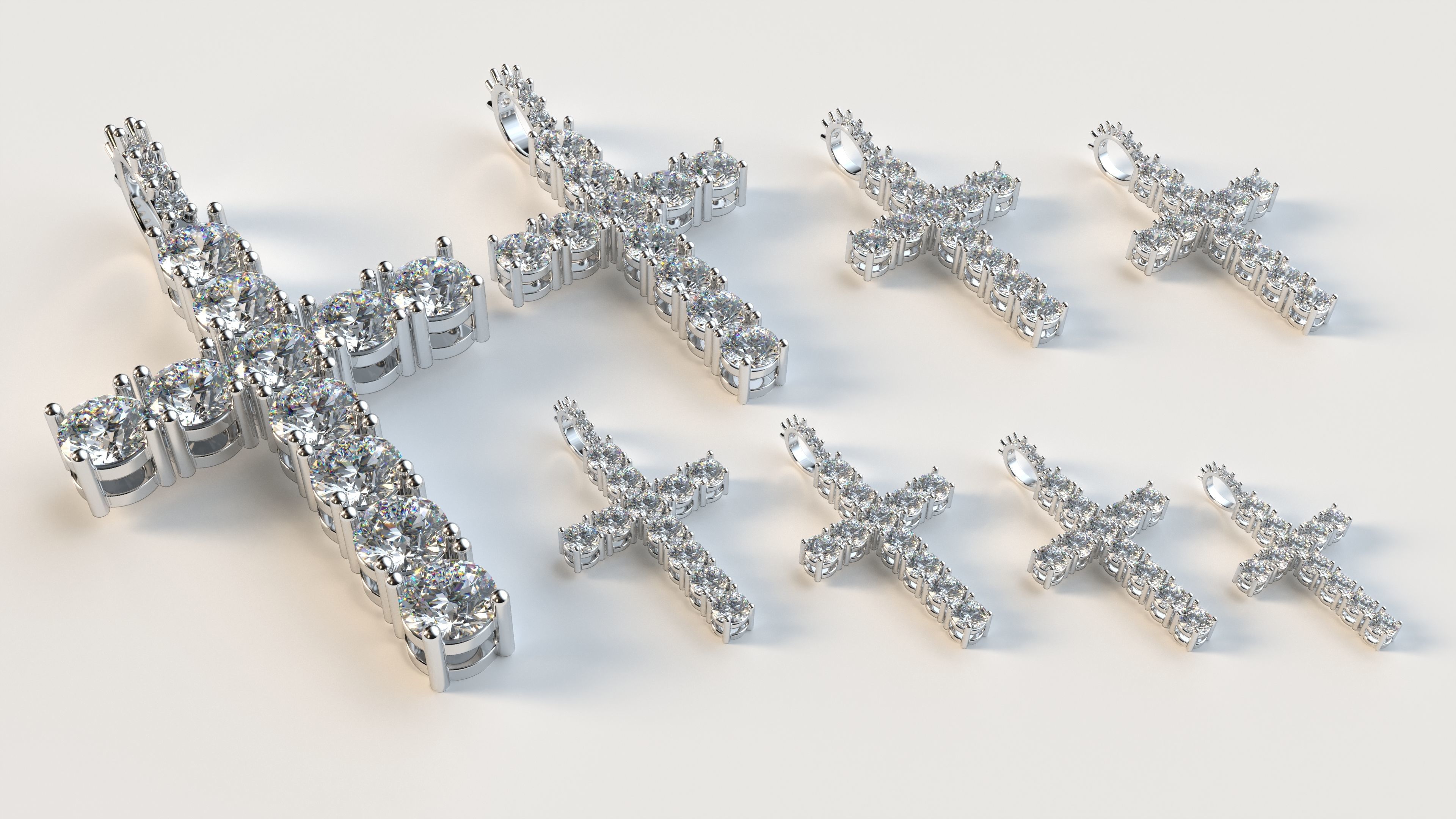 Diamond cross with diamond suspension 3D print model_6