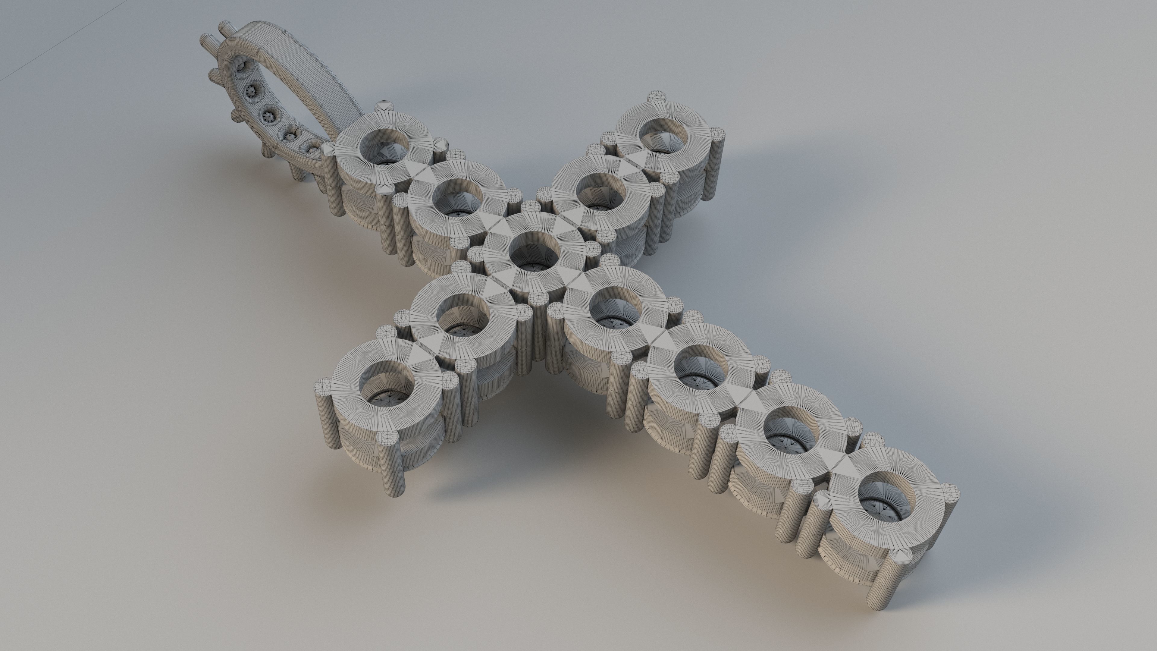 Diamond cross with diamond suspension 3D print model_11