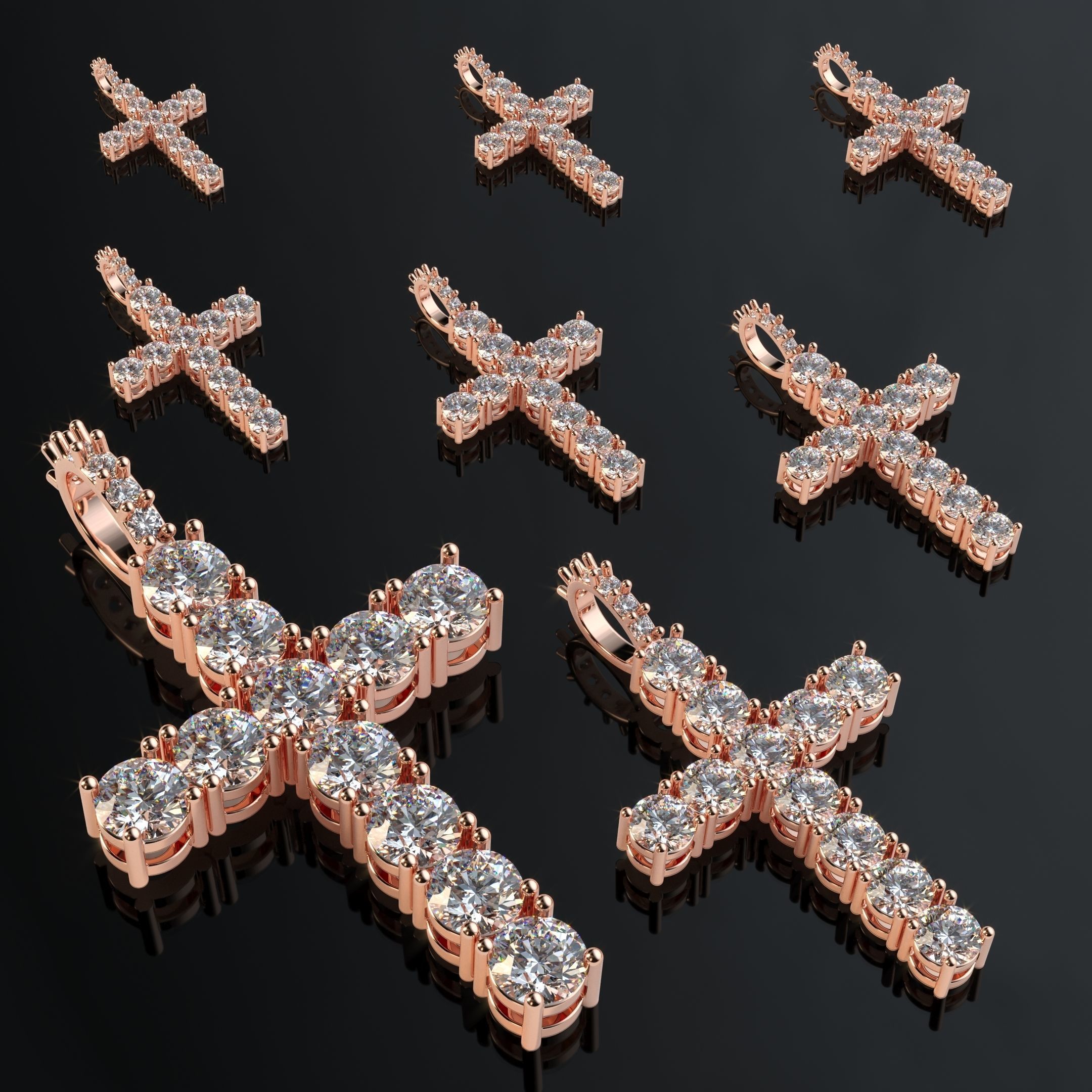 Diamond cross with diamond suspension 3D print model_22