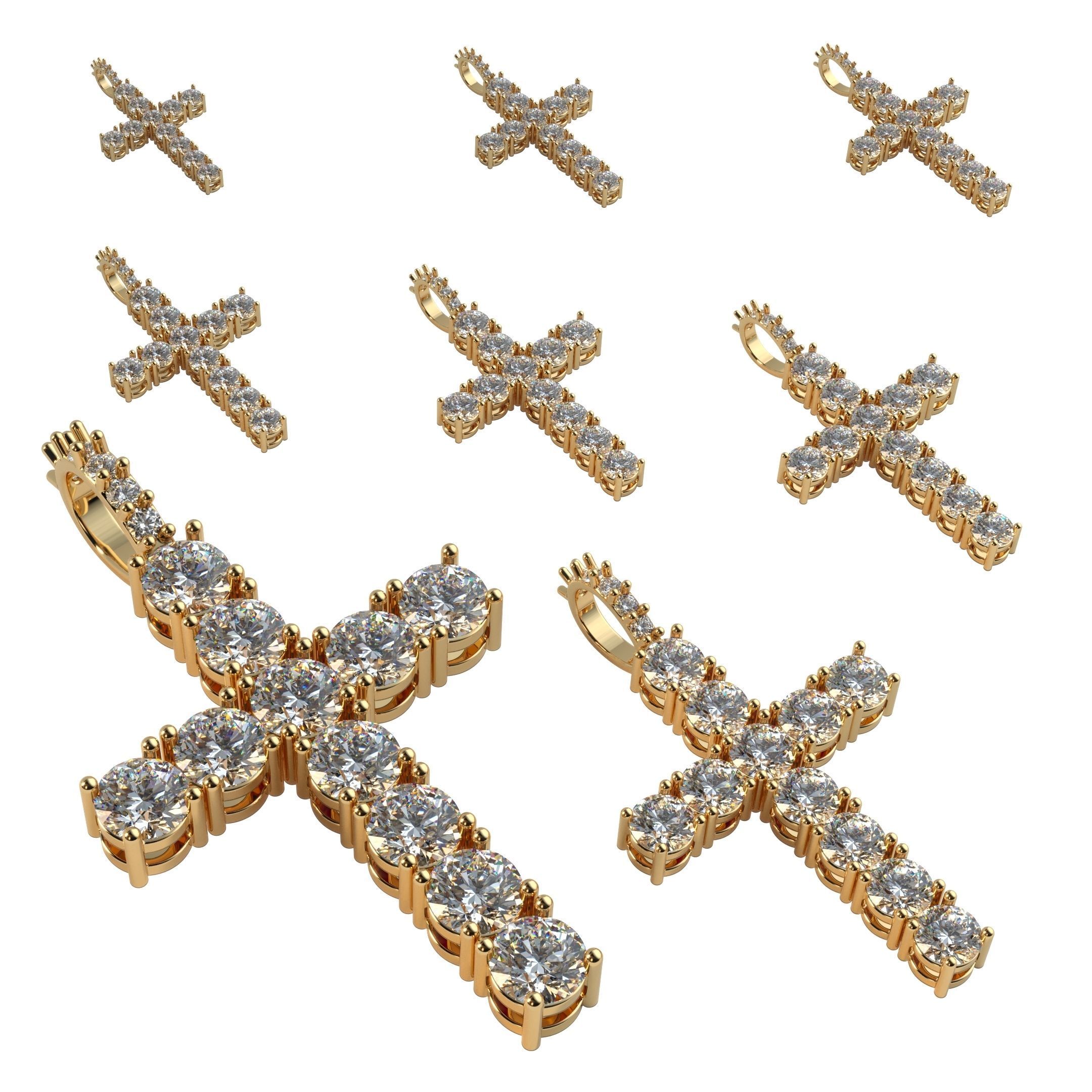 Diamond cross with diamond suspension 3D print model_21