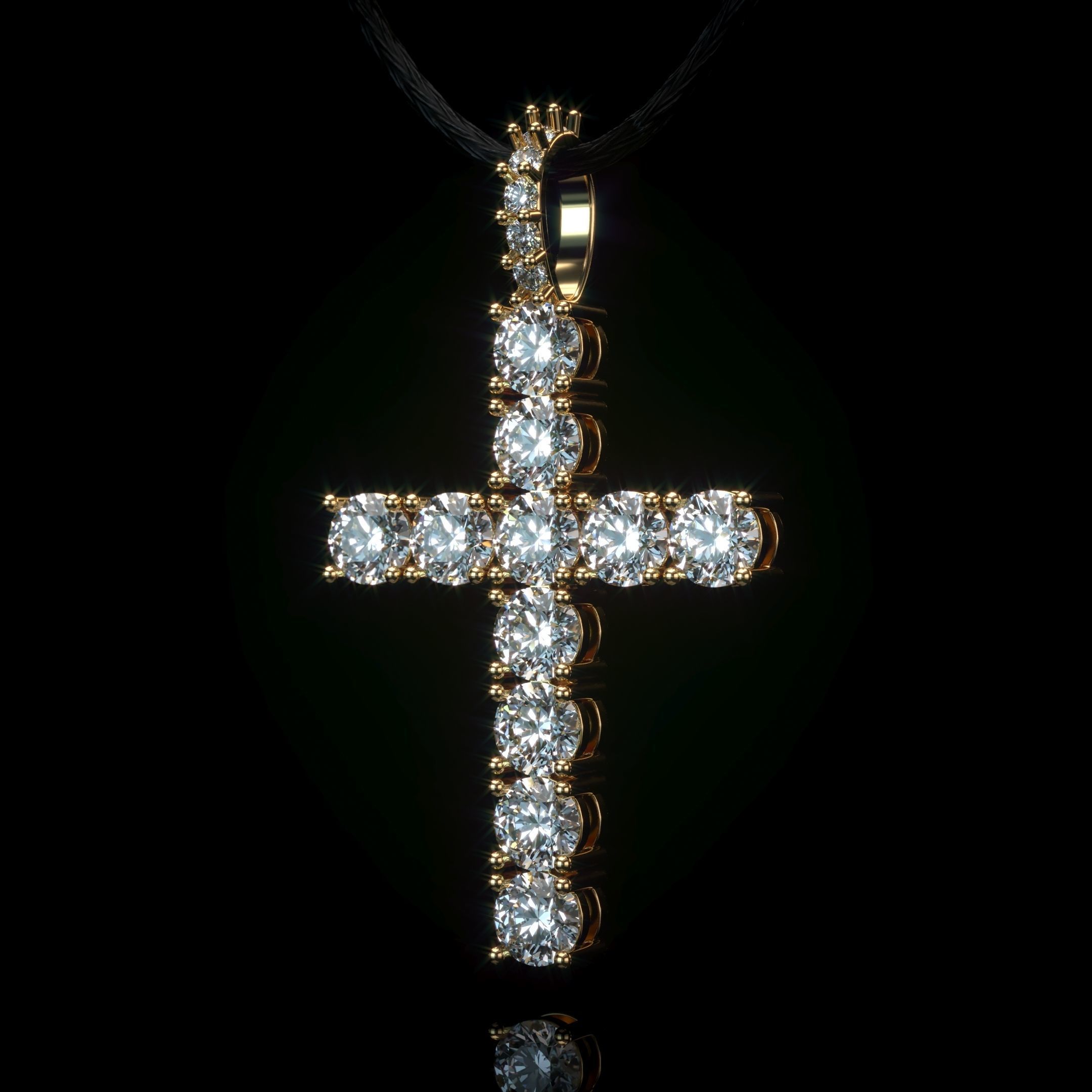 Diamond cross with diamond suspension 3D print model_2