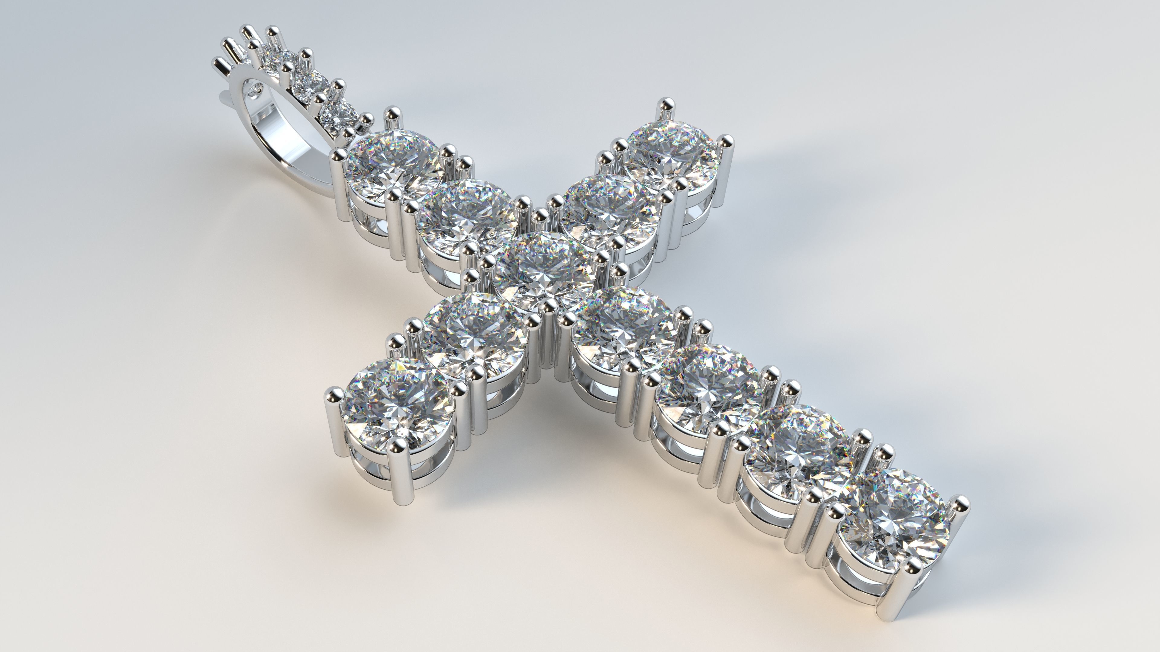 Diamond cross with diamond suspension 3D print model_10