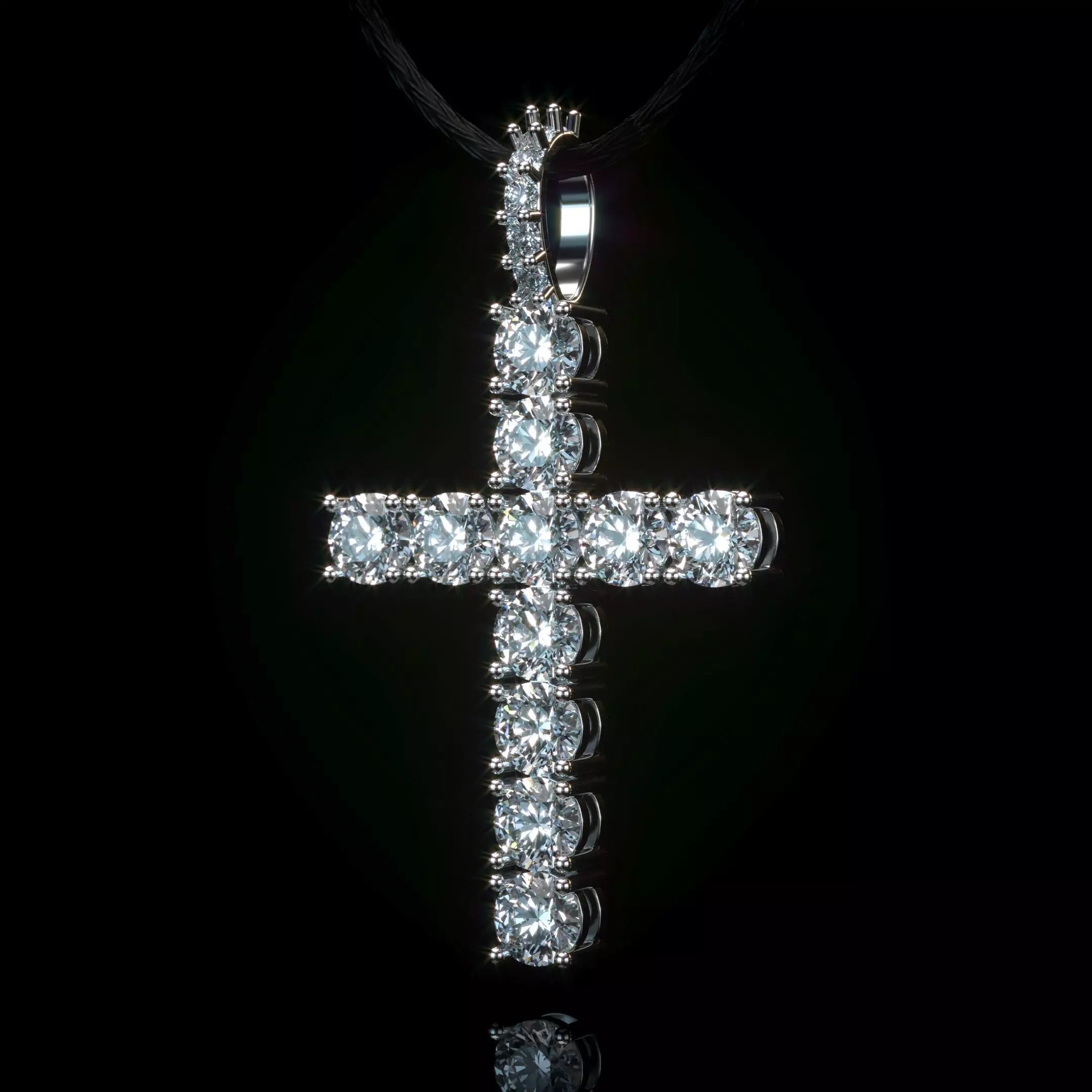 Diamond cross with diamond suspension 3D print model_0