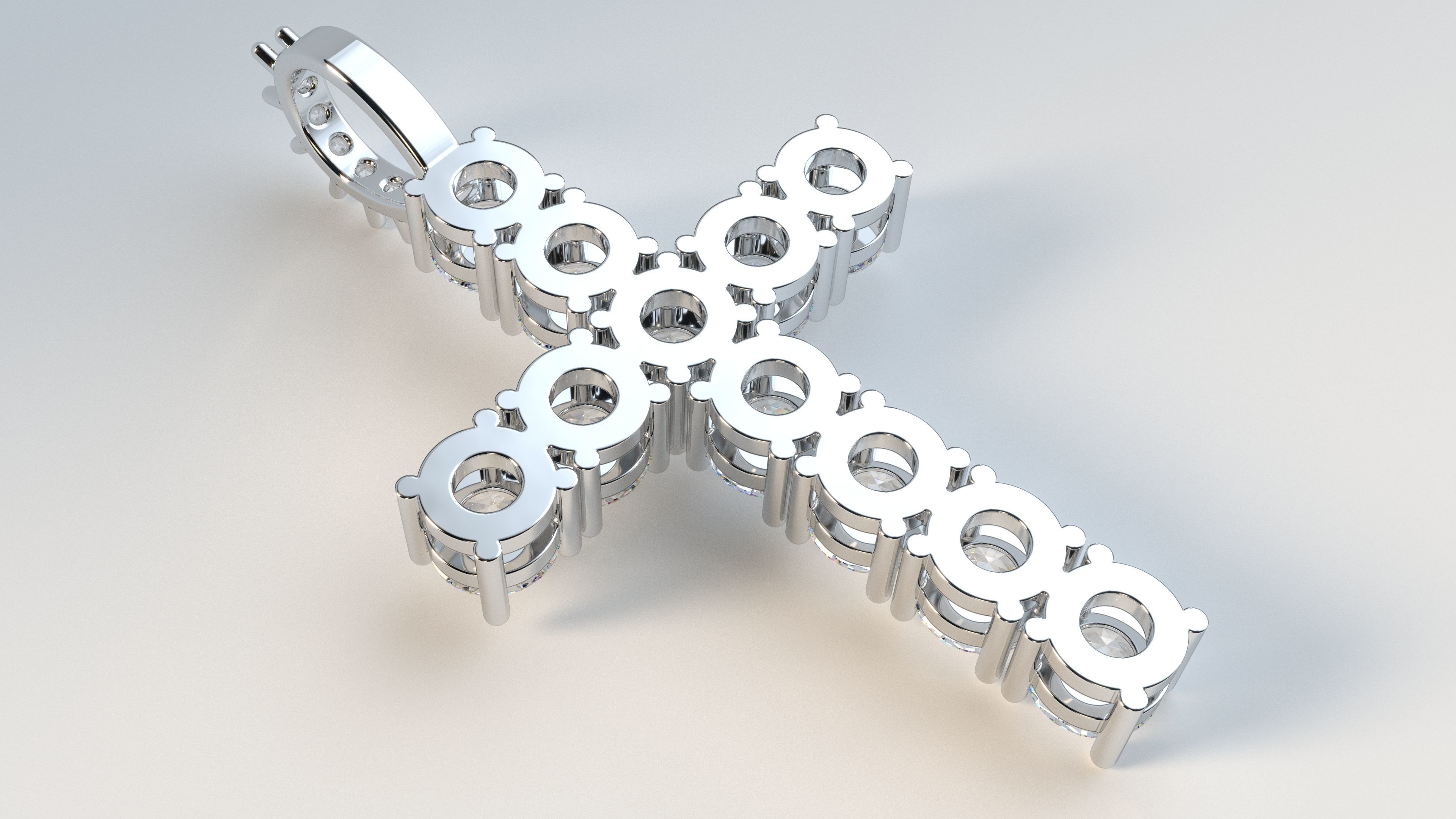 Diamond cross with diamond suspension 3D print model_9