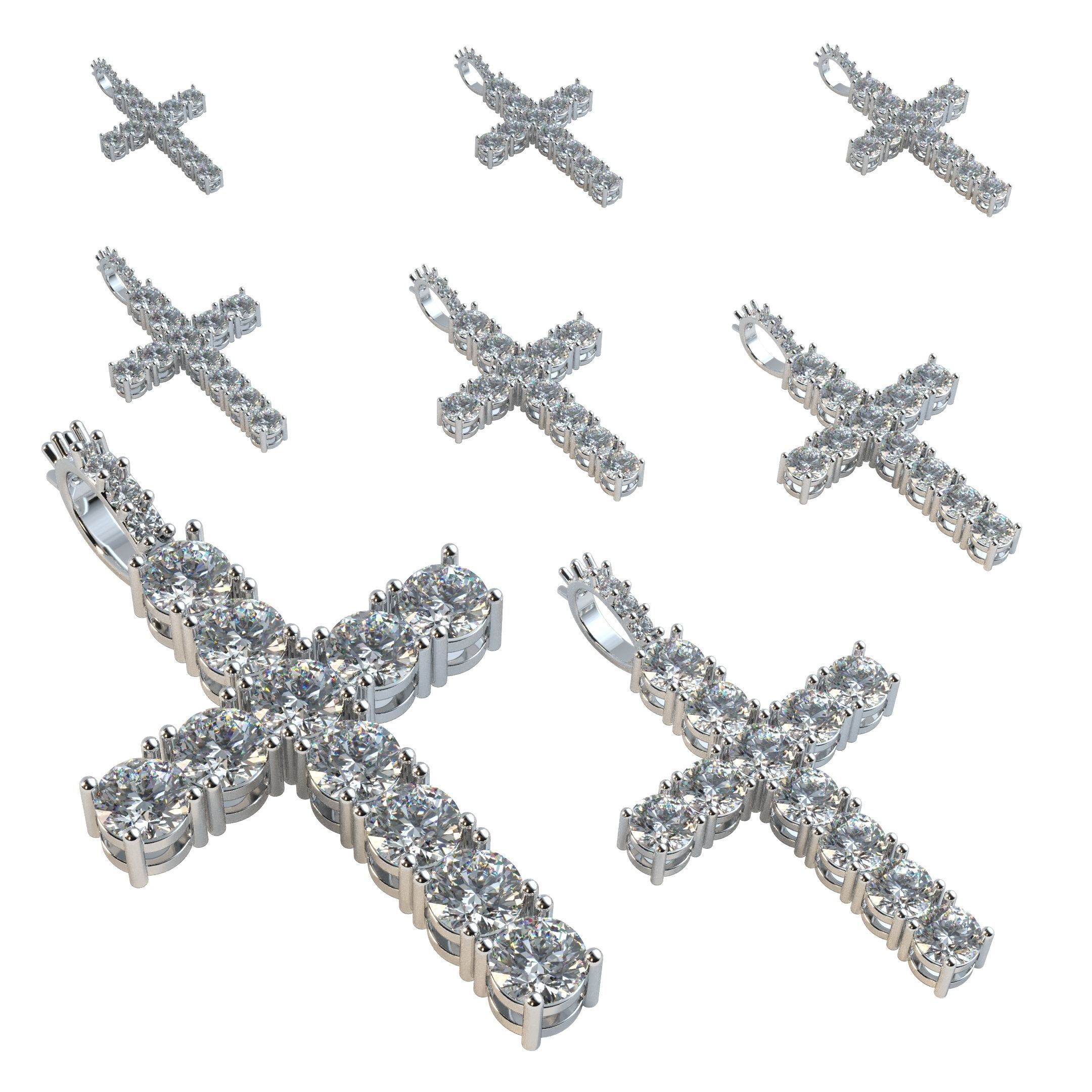 Diamond cross with diamond suspension 3D print model_20