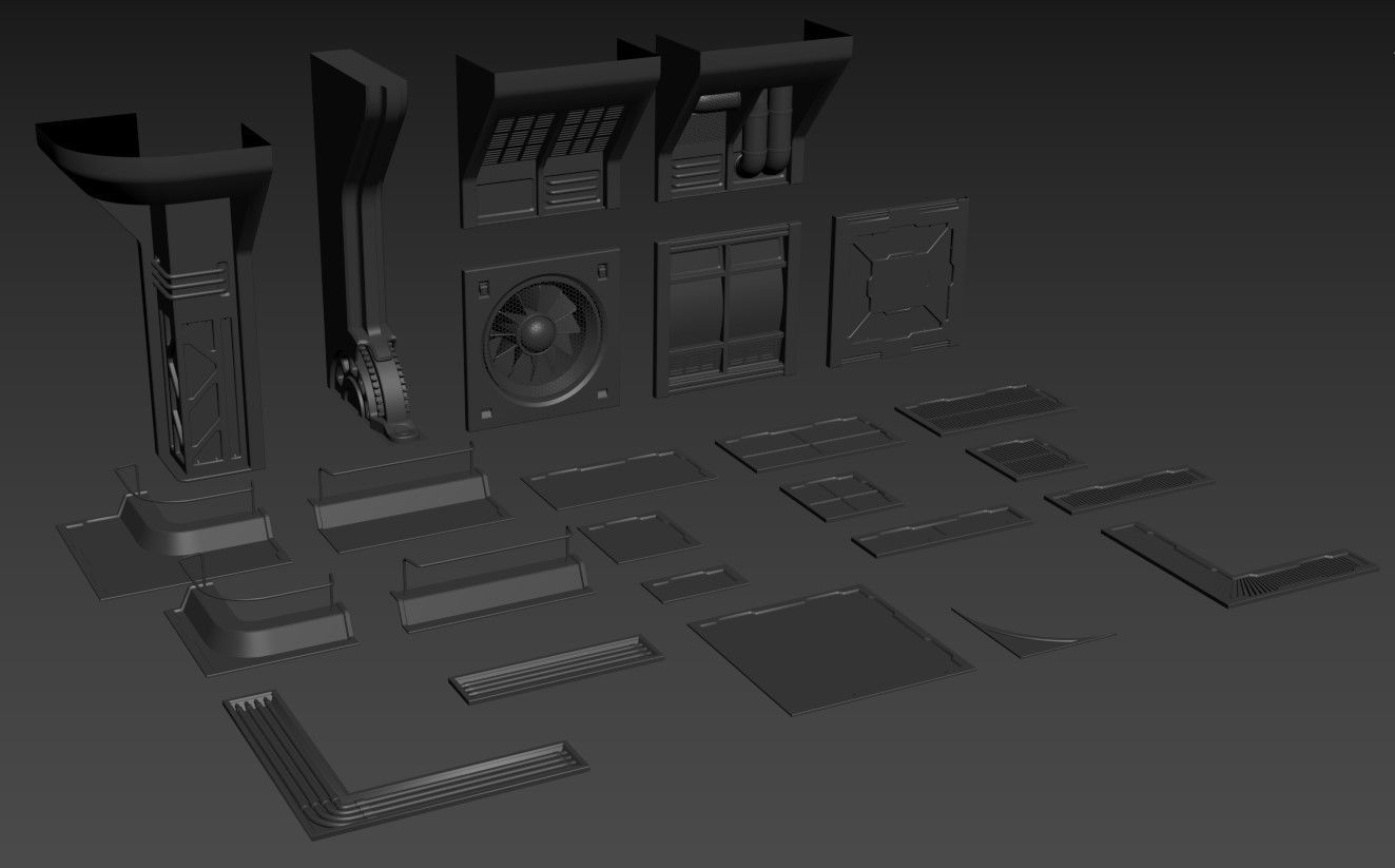 Modular Sci-Fi panels vol 01 Low-poly 3D model_27