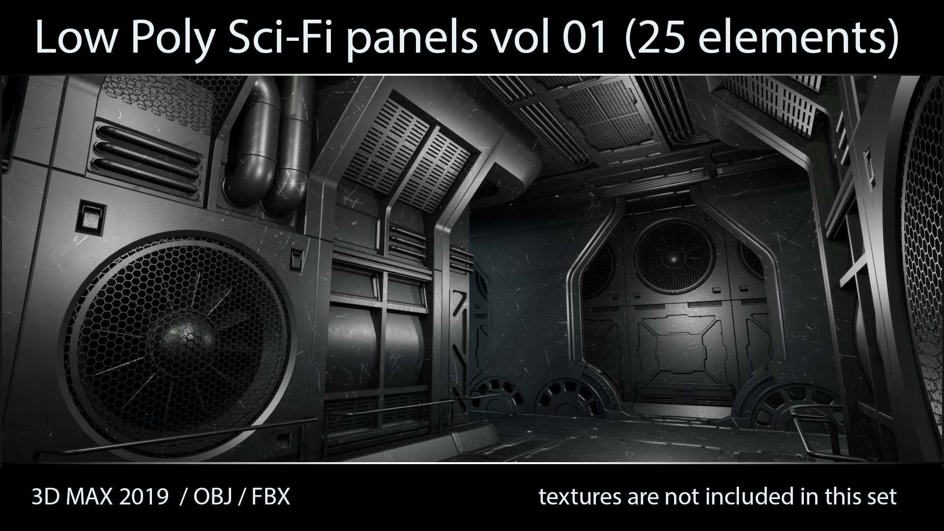 Modular Sci-Fi panels vol 01 Low-poly 3D model_1