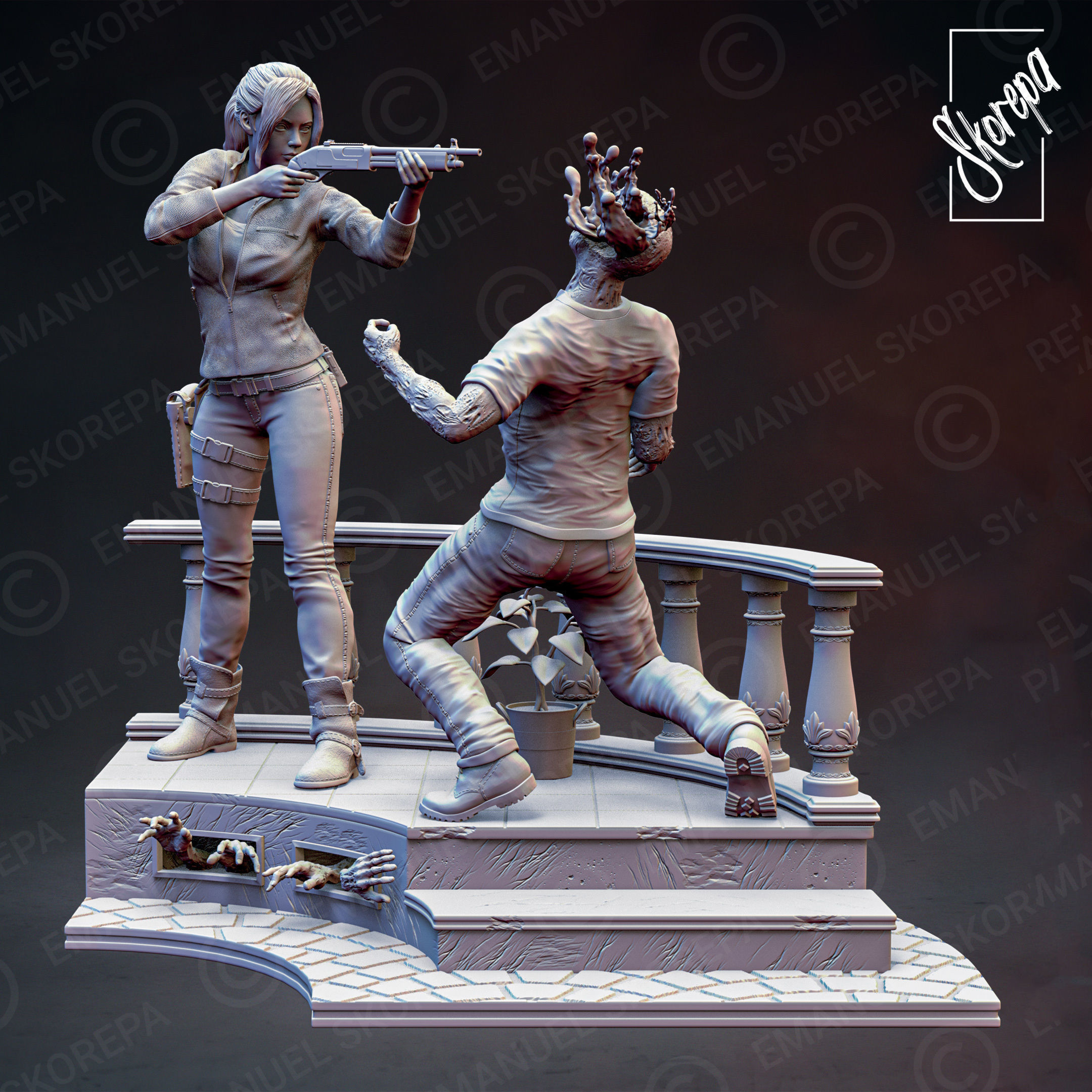 CLAIRE REDFIELD RE2 DIORAM  3D print model_2