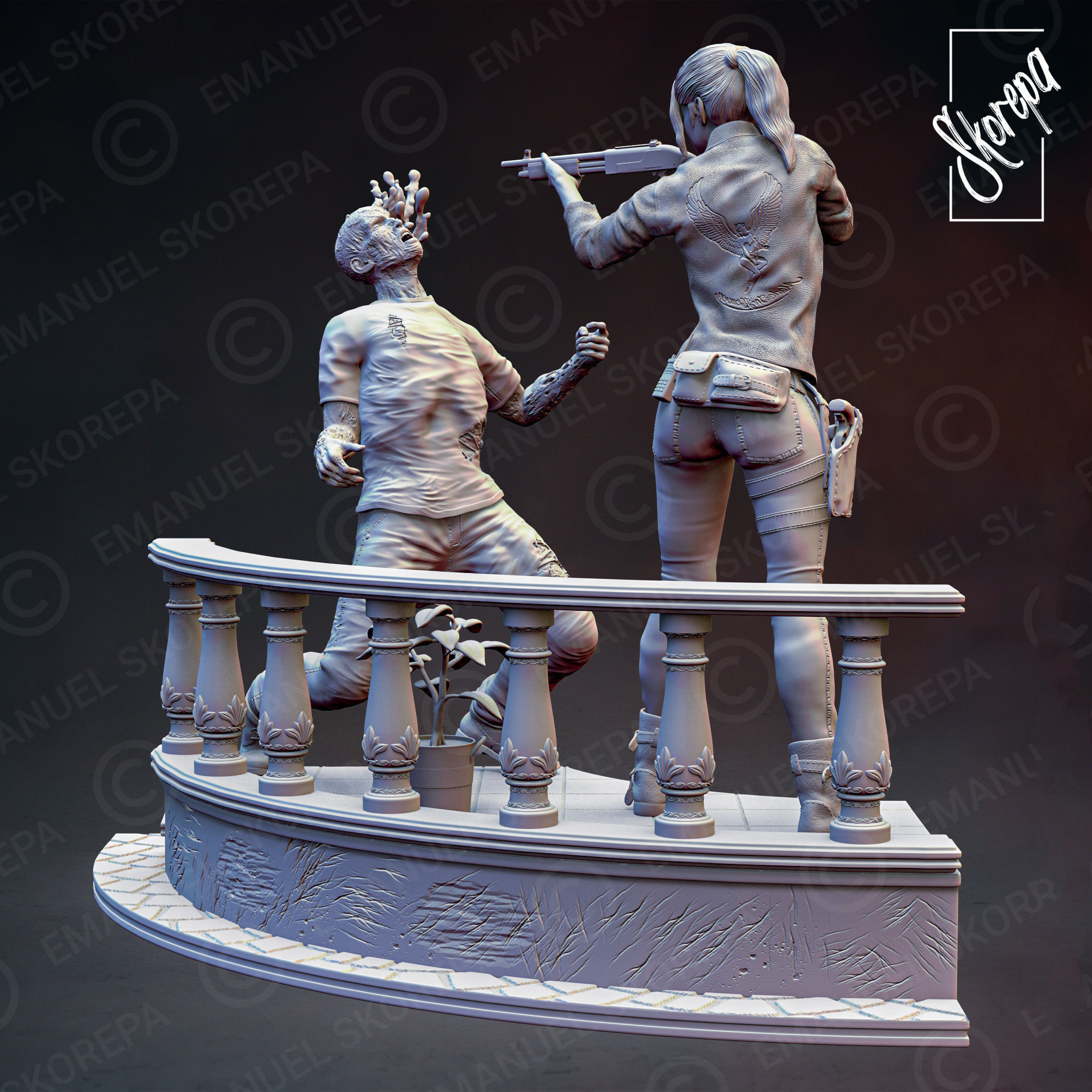 CLAIRE REDFIELD RE2 DIORAM  3D print model_3