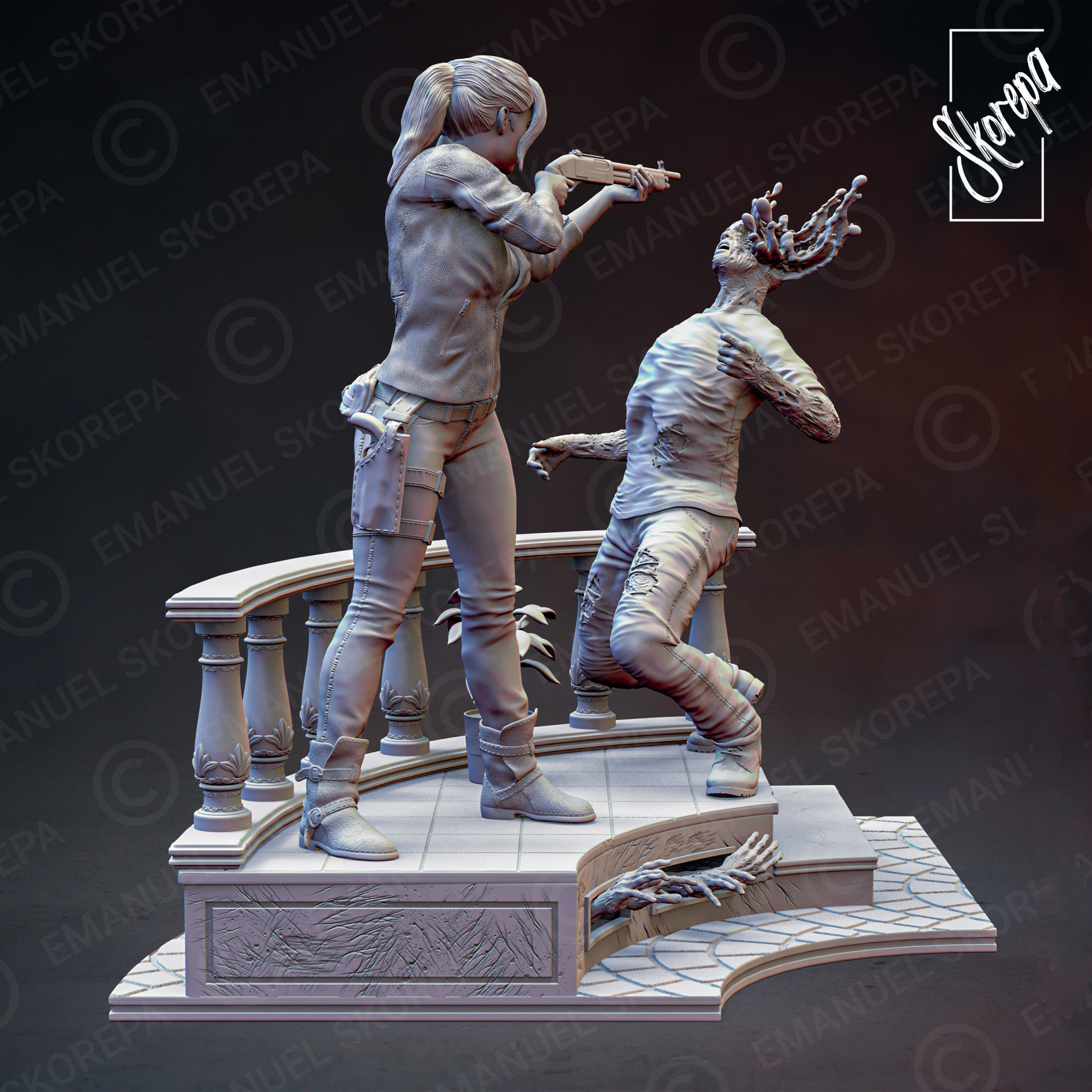 CLAIRE REDFIELD RE2 DIORAM  3D print model_4