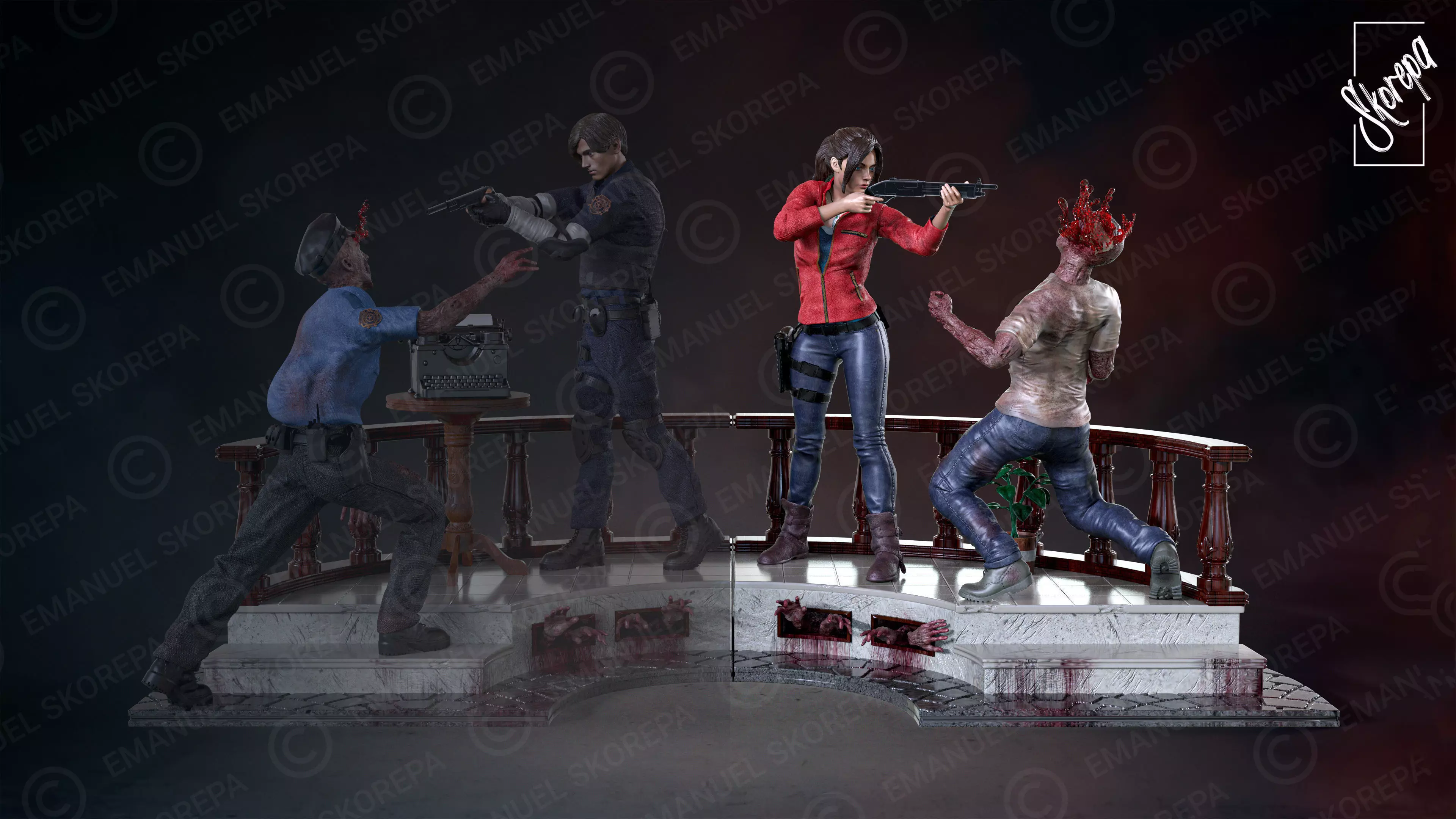 CLAIRE REDFIELD RE2 DIORAM  3D print model_0