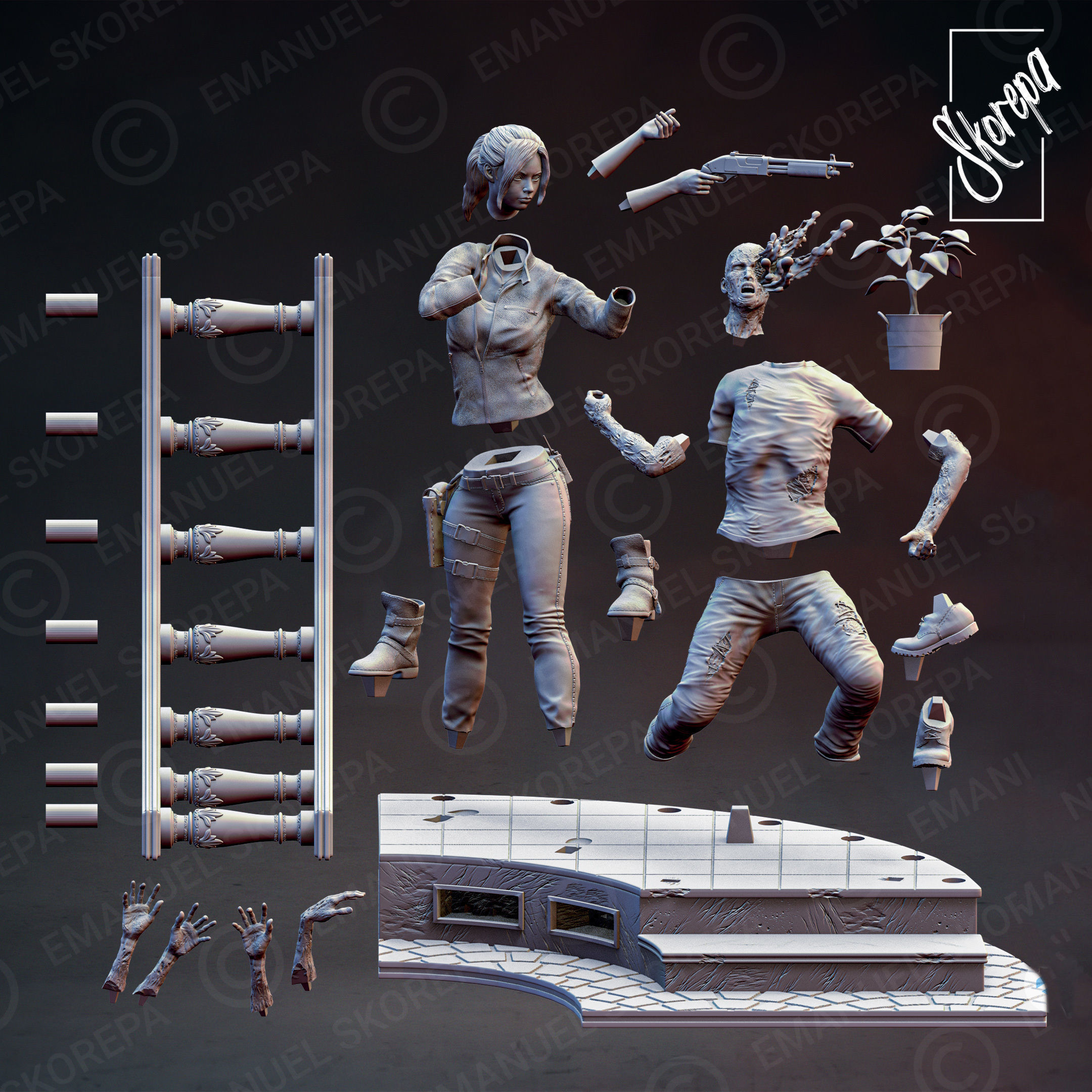 CLAIRE REDFIELD RE2 DIORAM  3D print model_5