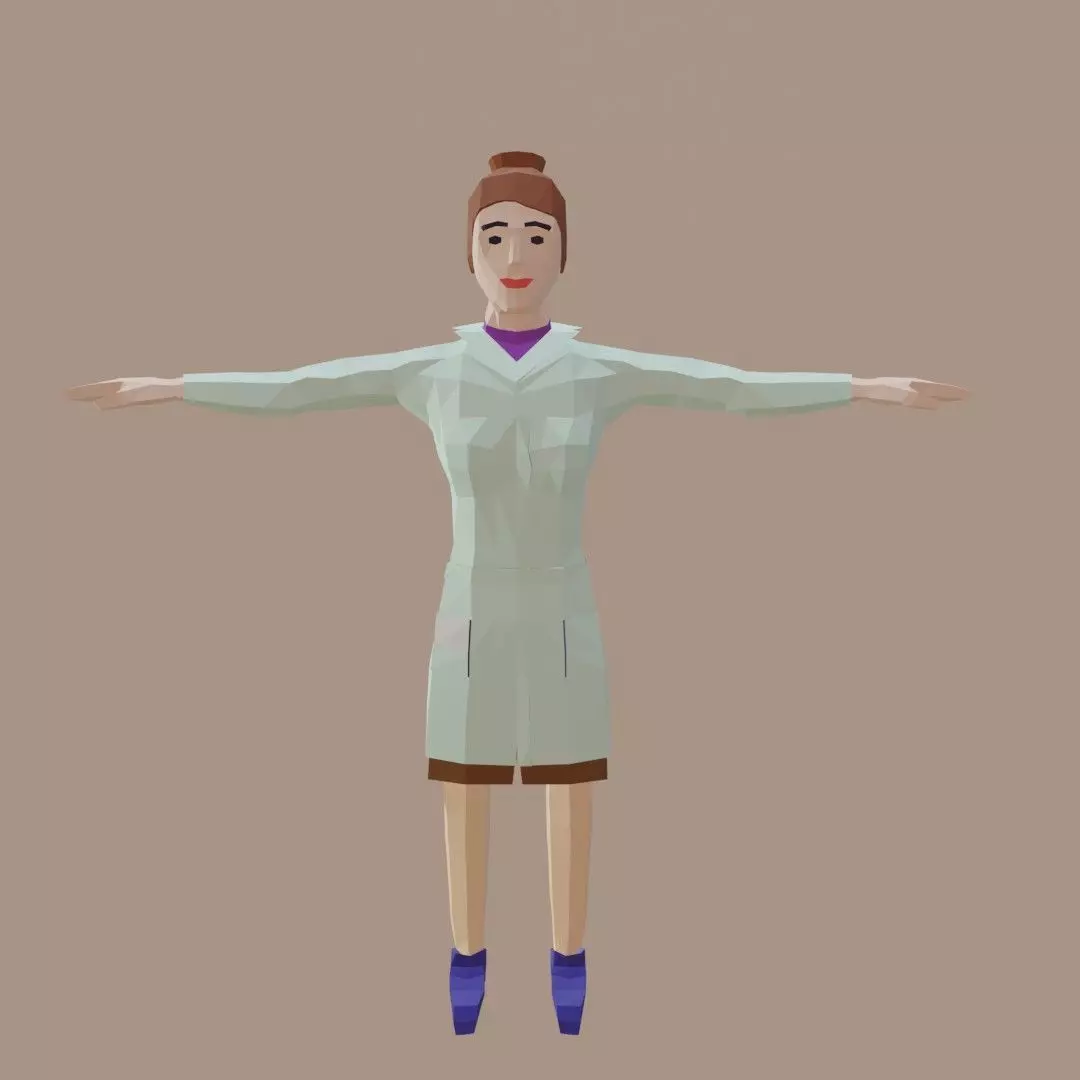 Female doctor Low-poly 3D model