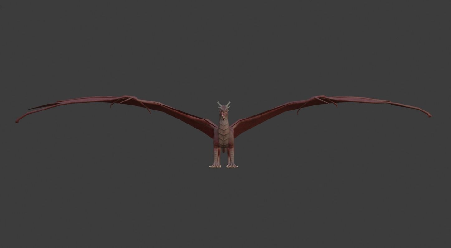 free low poly fire dragon Free low-poly 3D model_1