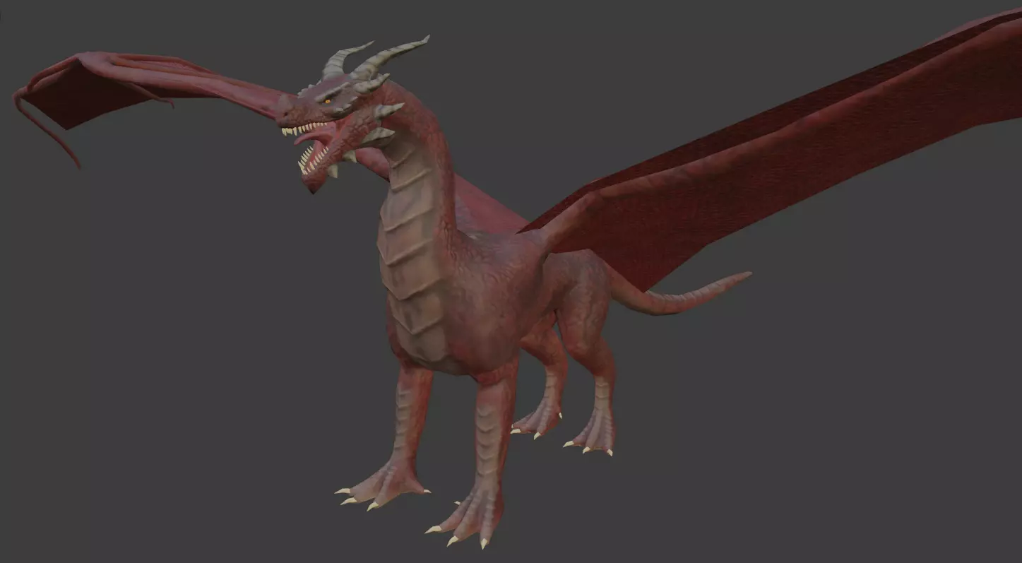 free low poly fire dragon Free low-poly 3D model_0