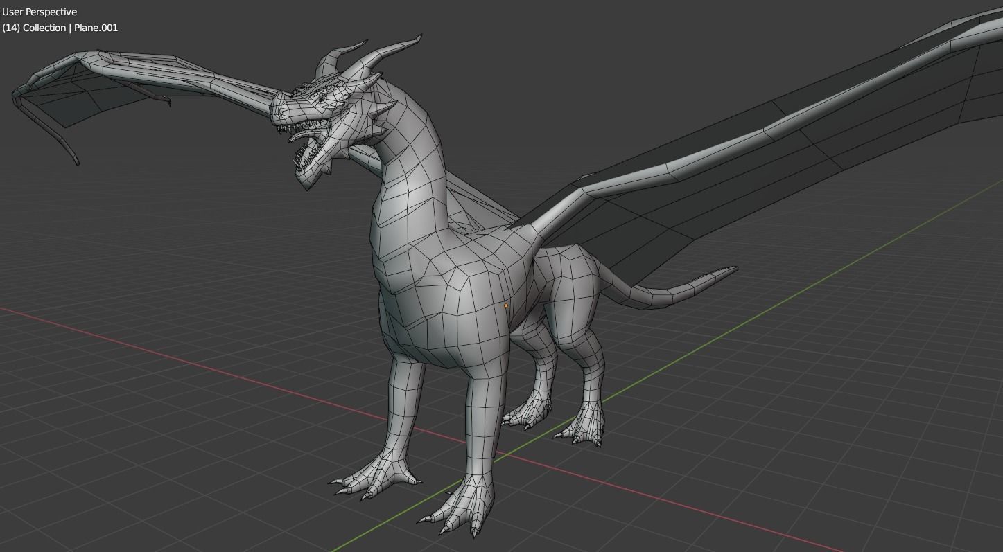 free low poly fire dragon Free low-poly 3D model_5