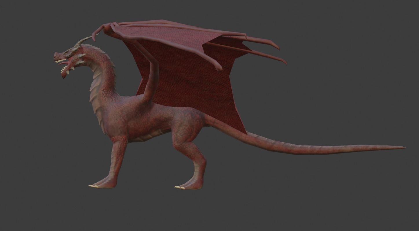 free low poly fire dragon Free low-poly 3D model_2