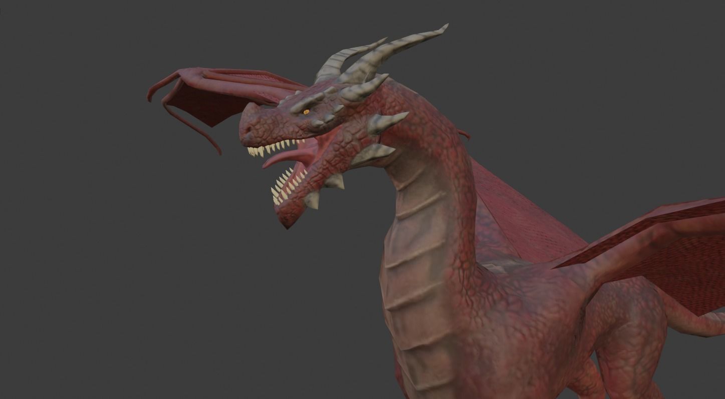 free low poly fire dragon Free low-poly 3D model_3