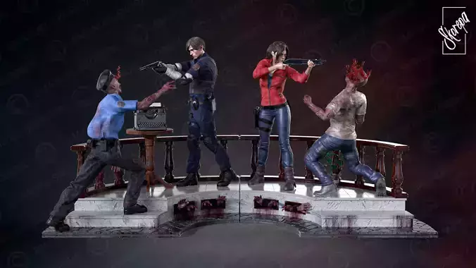 RESIDENT EVIL 2 FULL DIORAM 3D print model