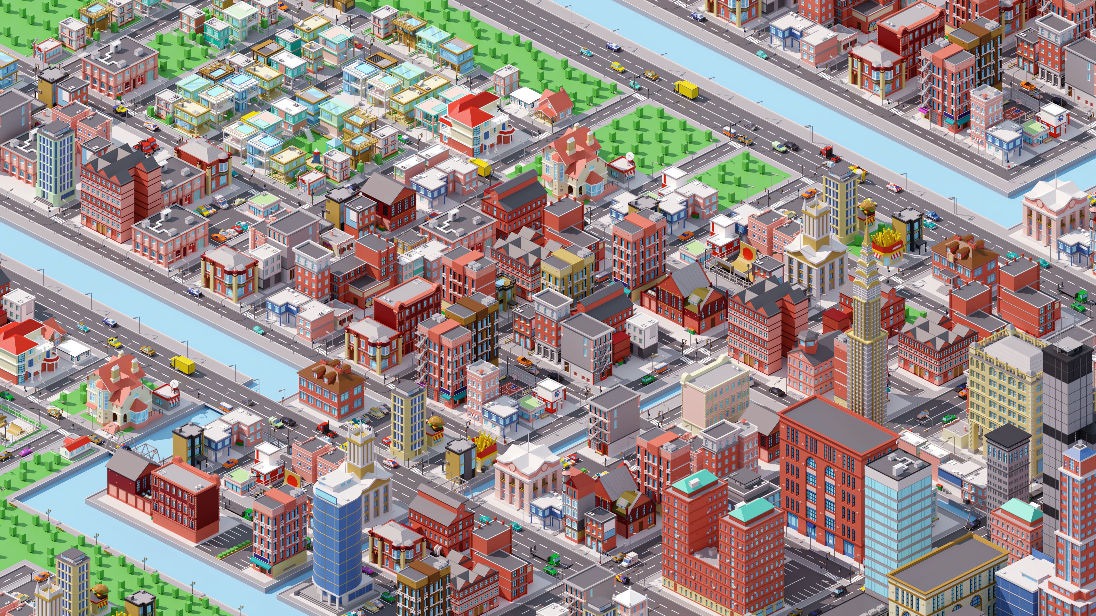 City 4 Low-poly 3D model_3