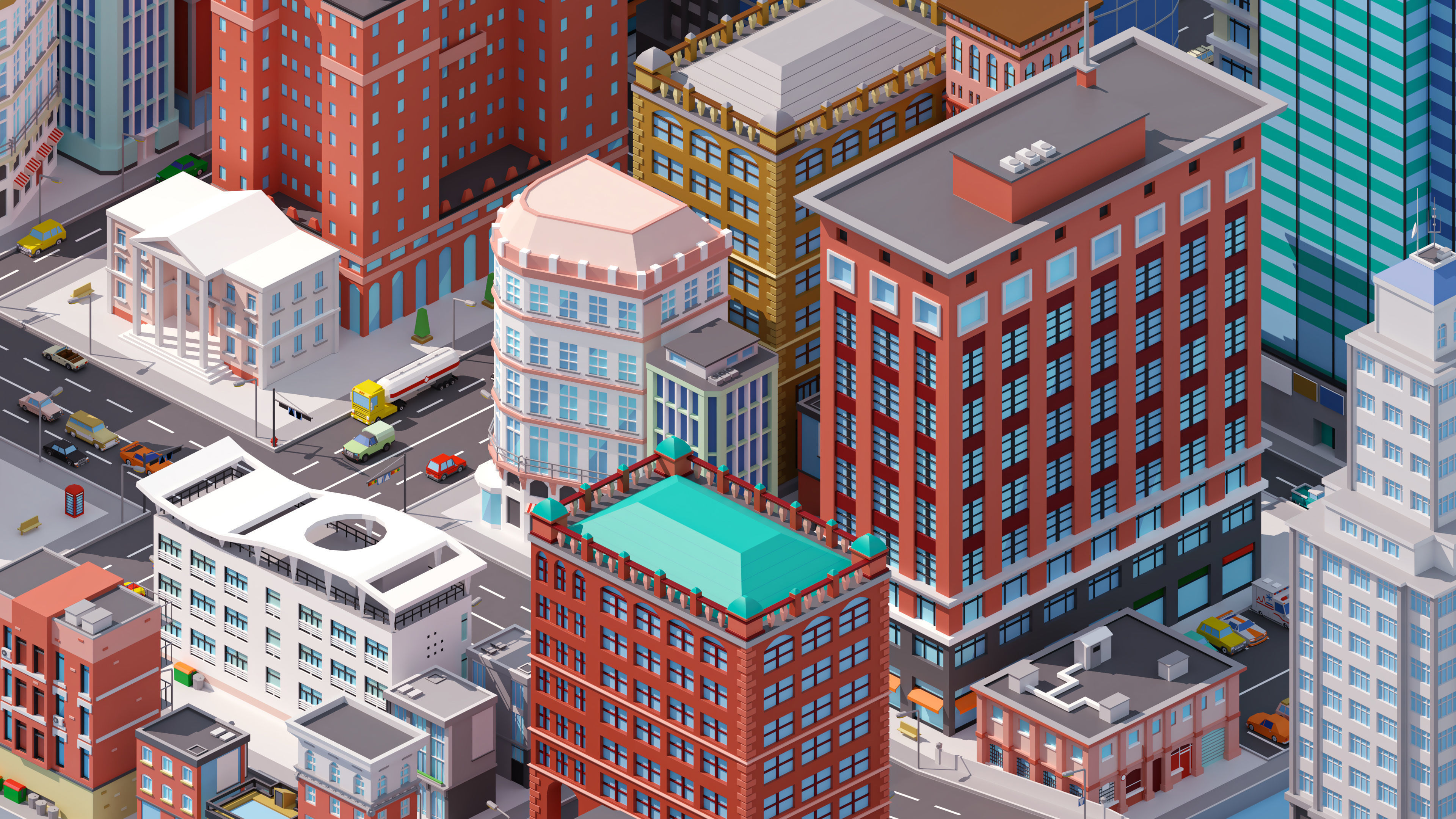 City 4 Low-poly 3D model_14