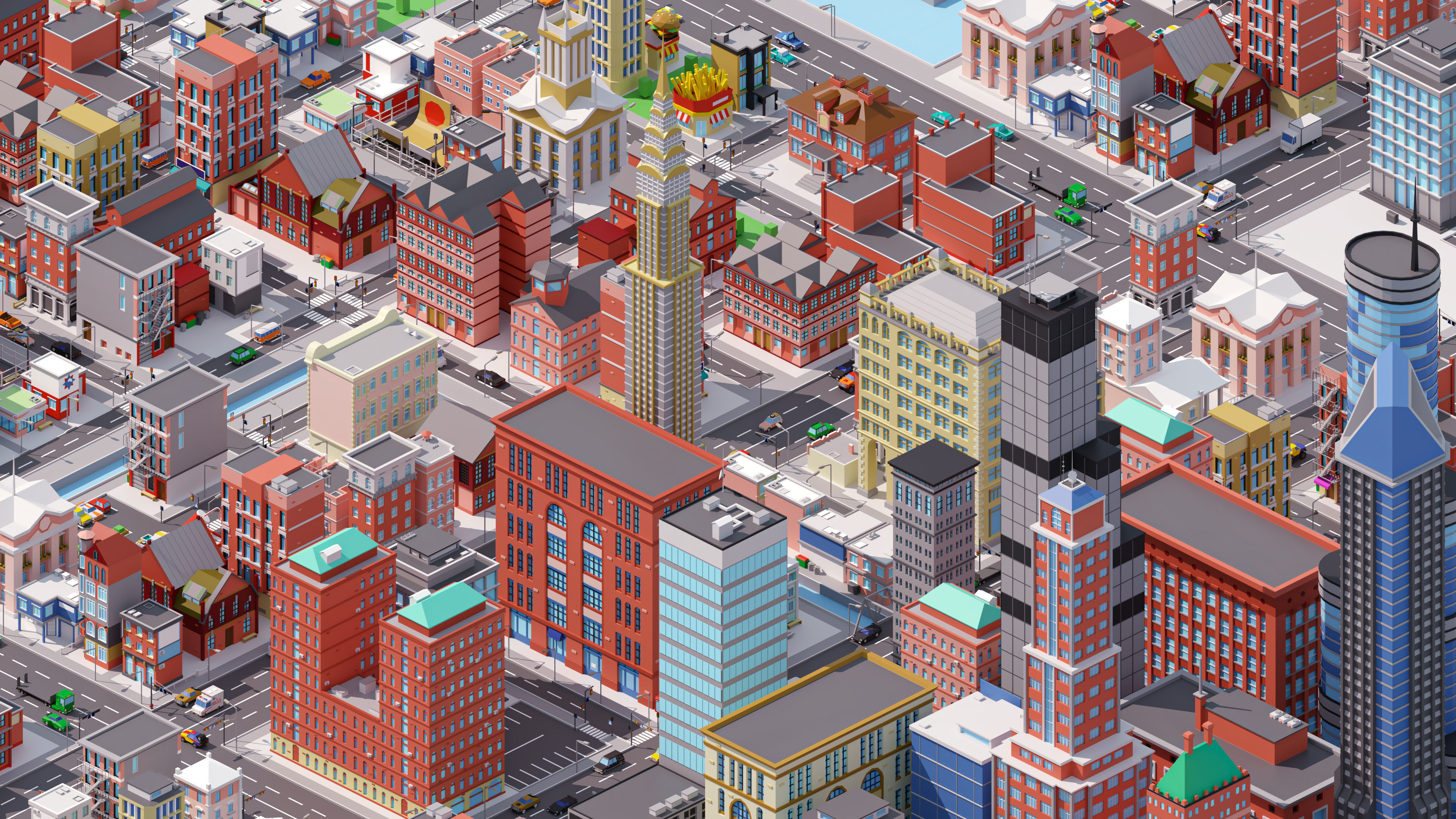 City 4 Low-poly 3D model_12