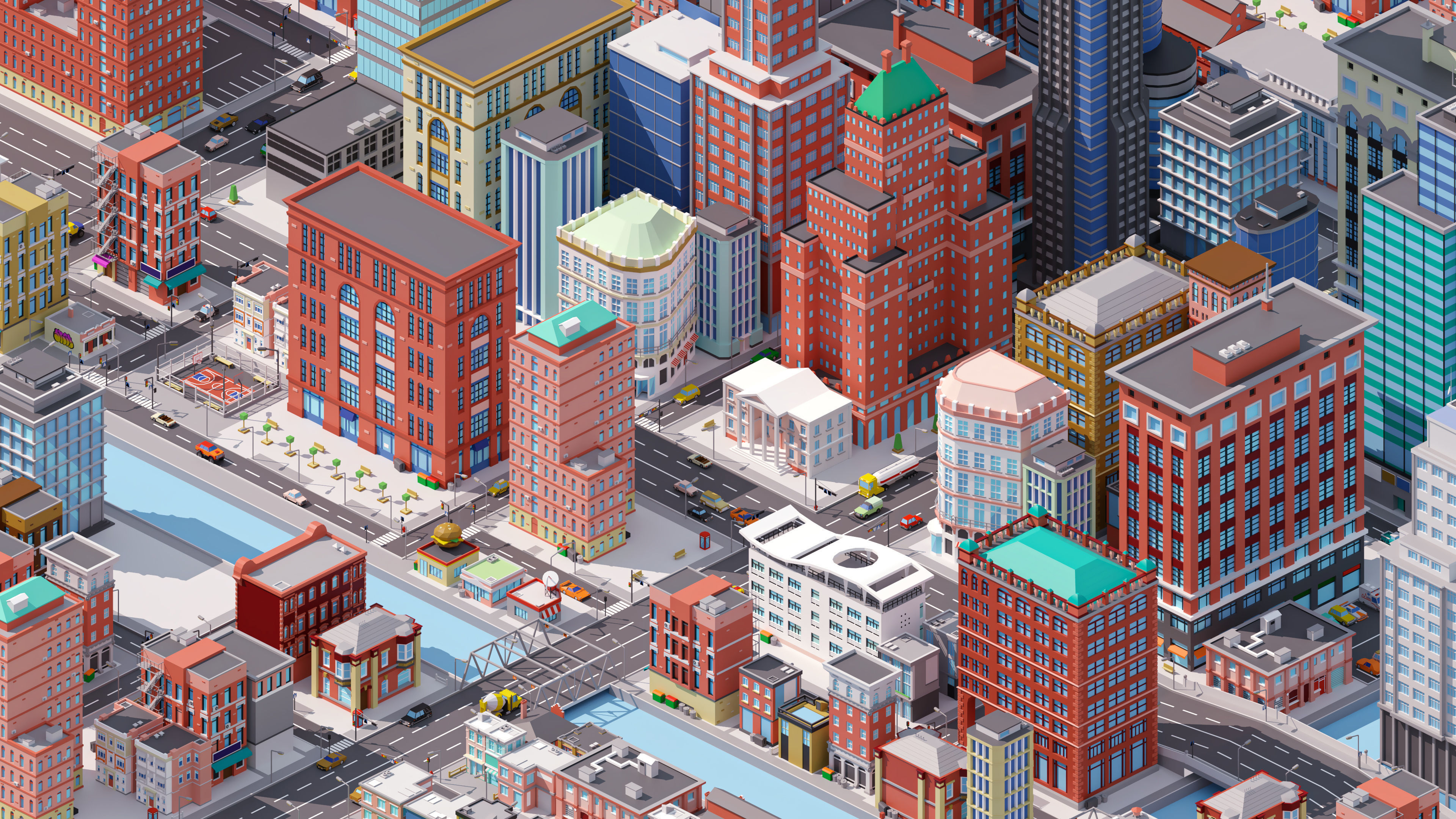 City 4 Low-poly 3D model_7