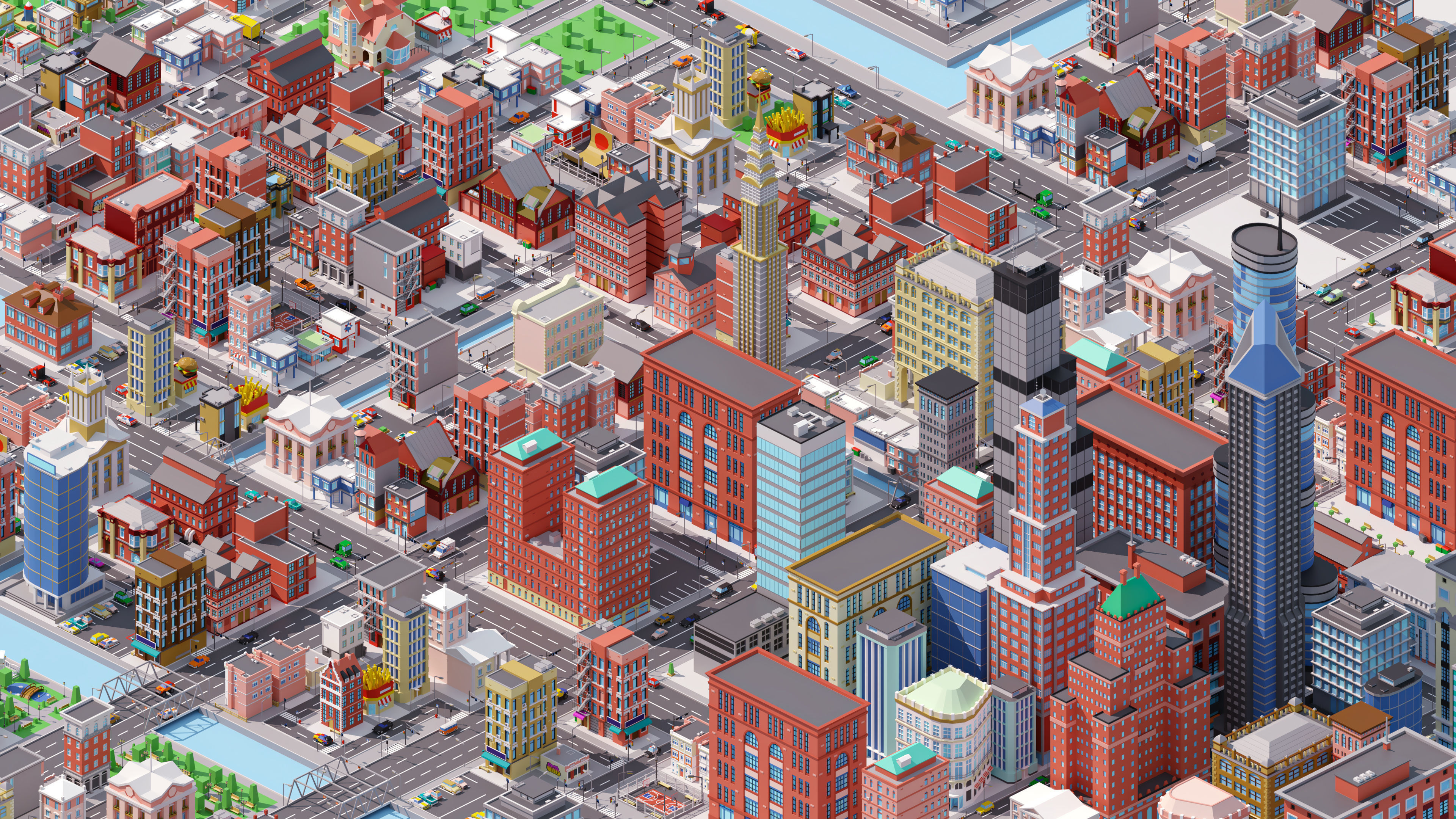 City 4 Low-poly 3D model_2