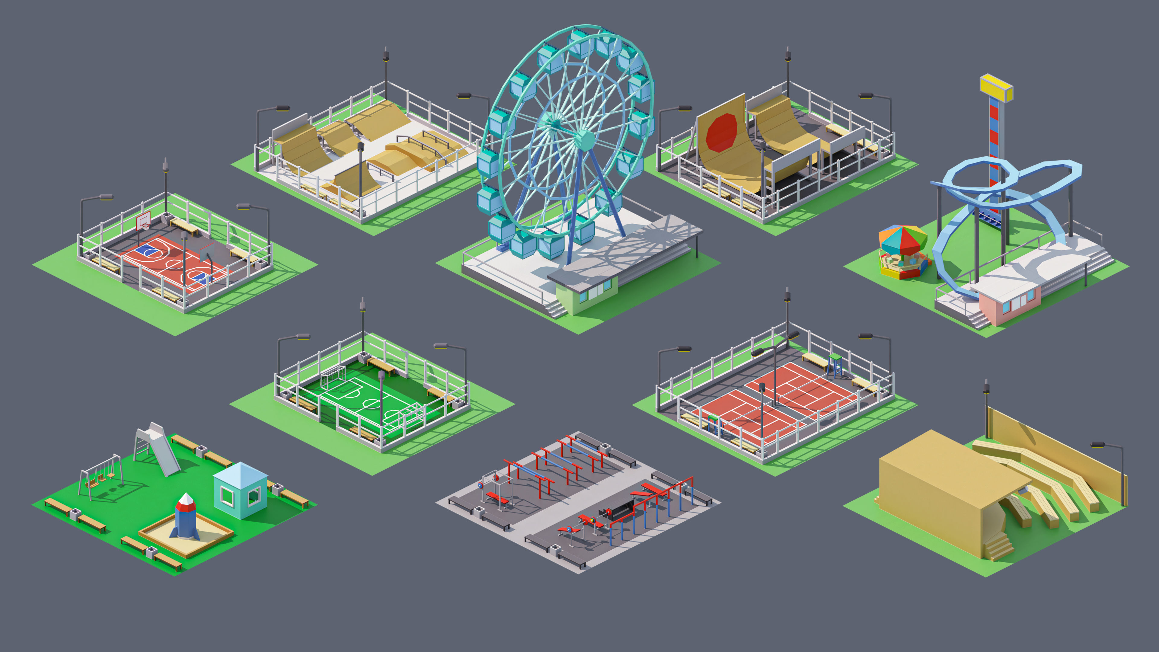 City 4 Low-poly 3D model_39