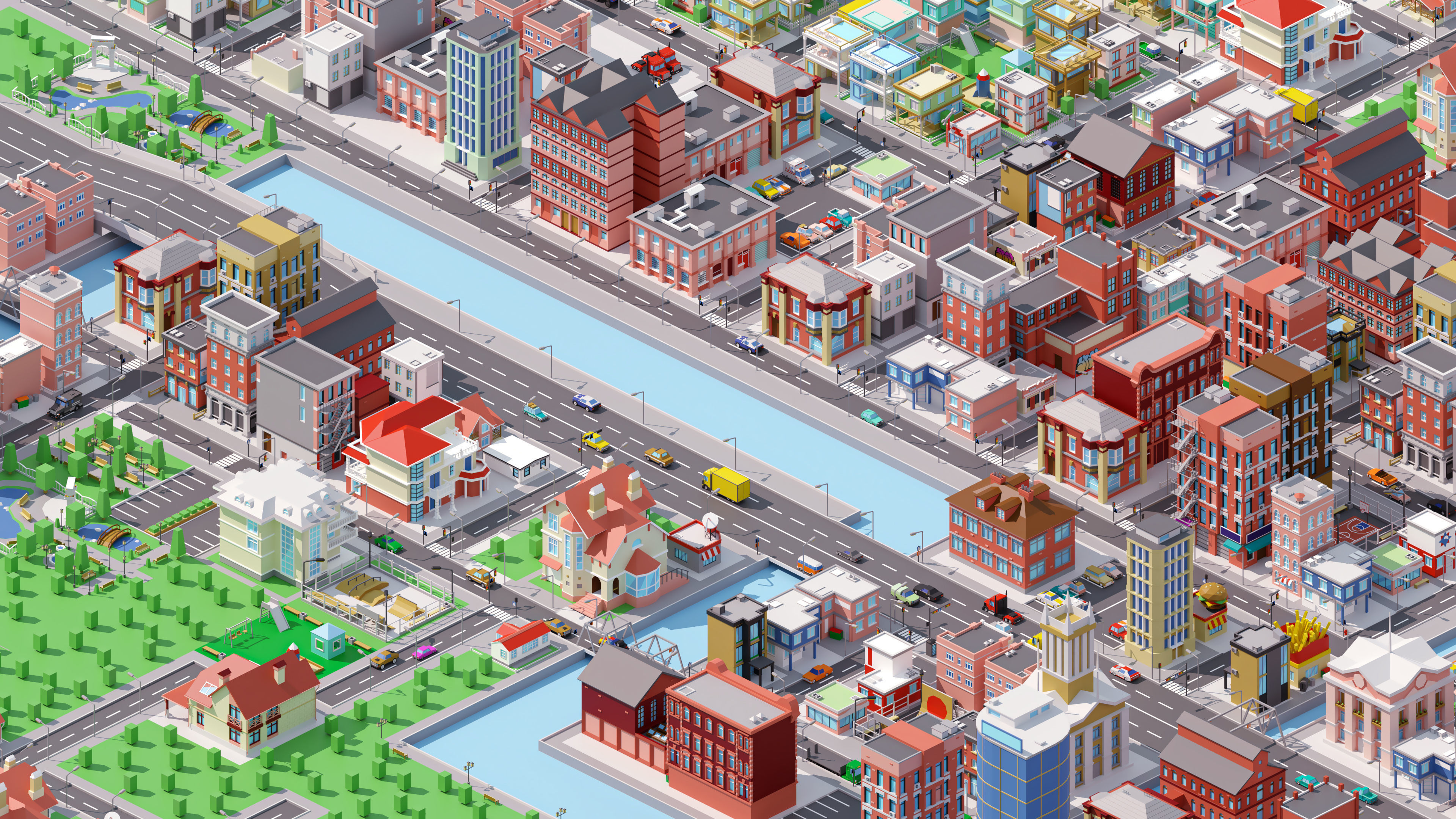 City 4 Low-poly 3D model_10