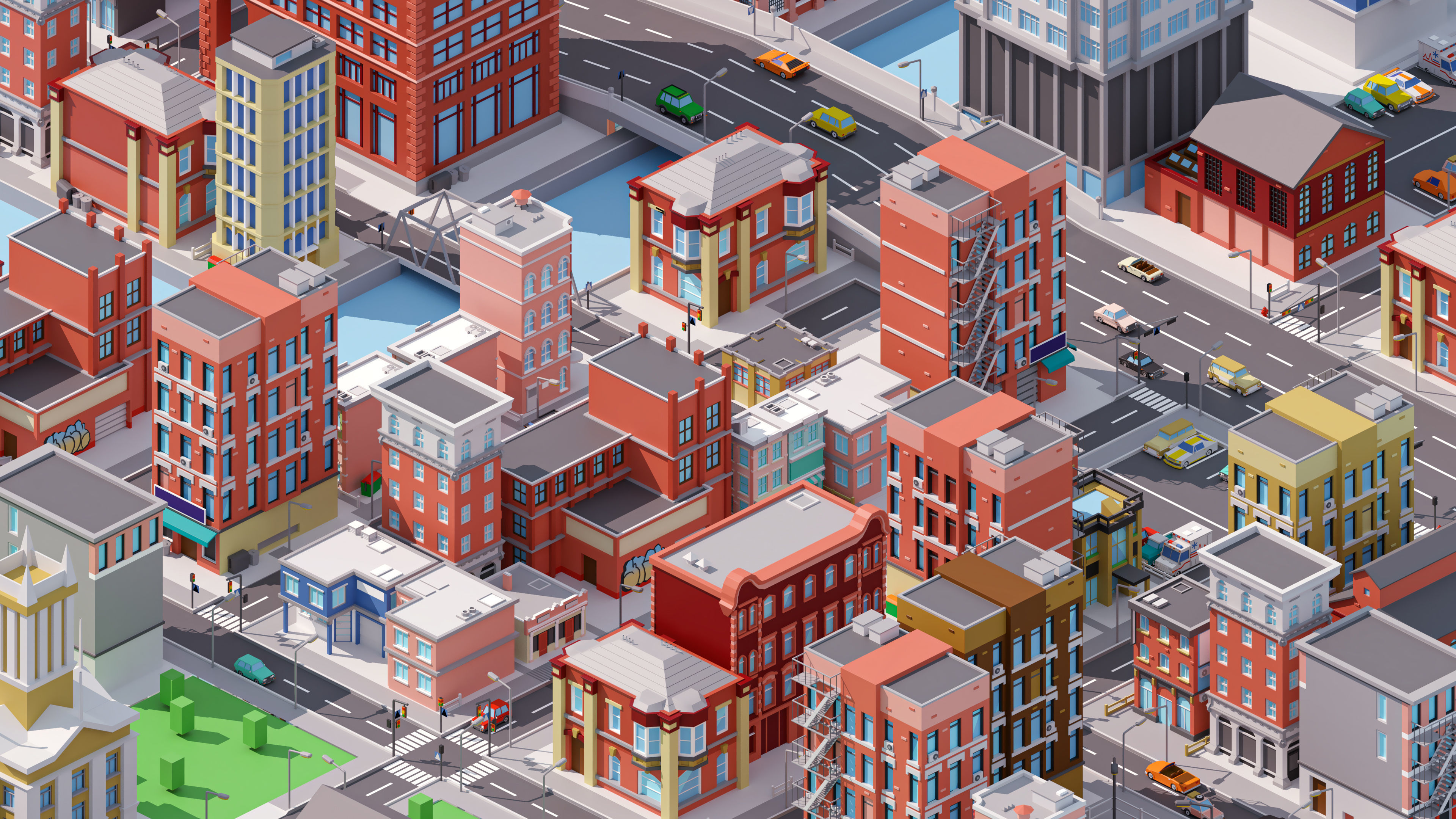 City 4 Low-poly 3D model_16