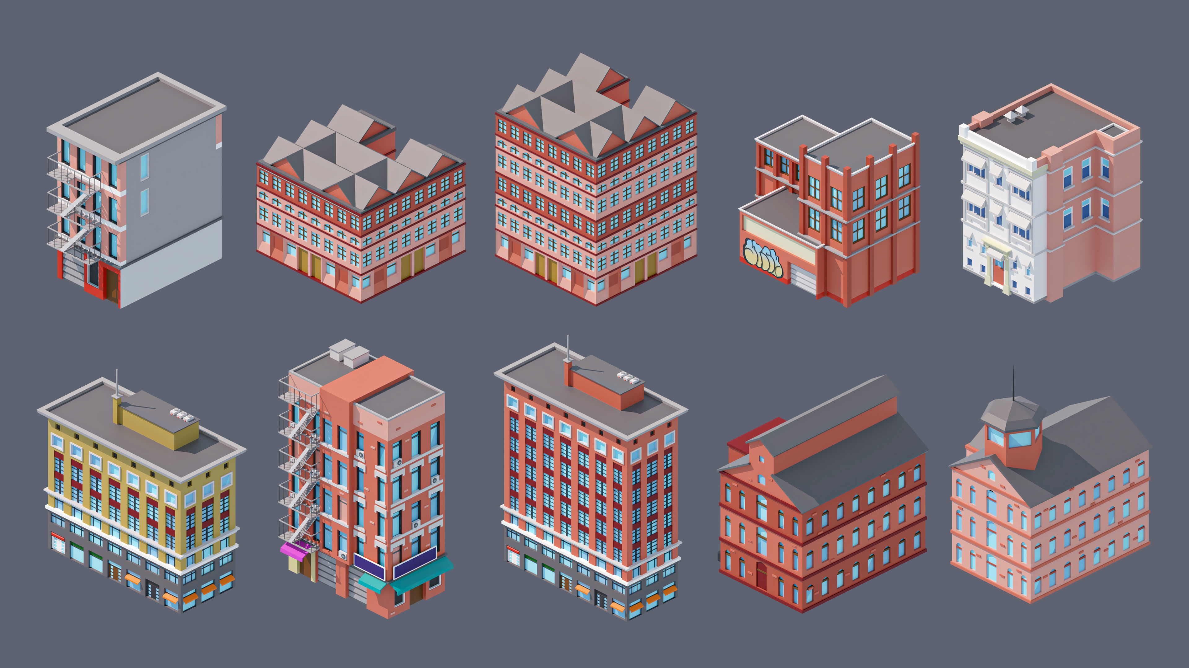 City 4 Low-poly 3D model_33
