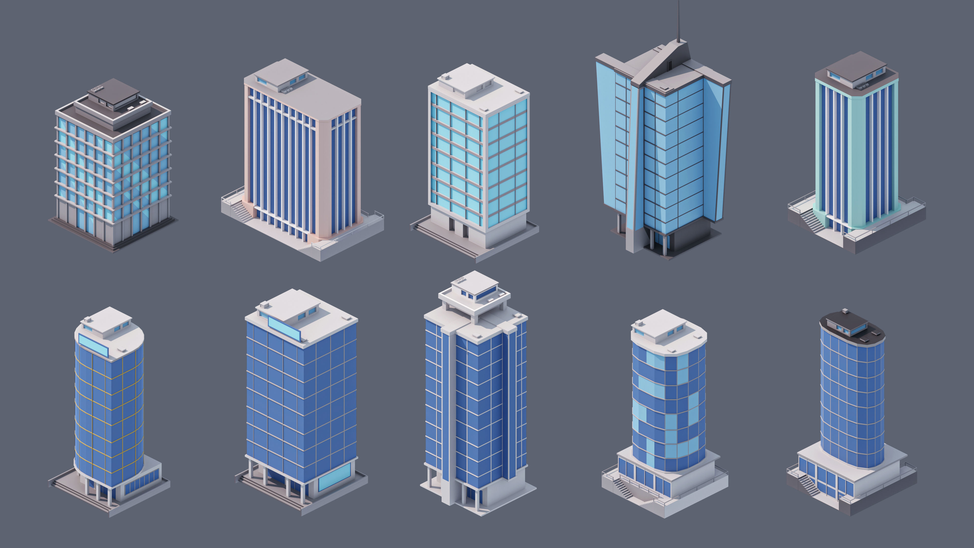 City 4 Low-poly 3D model_30