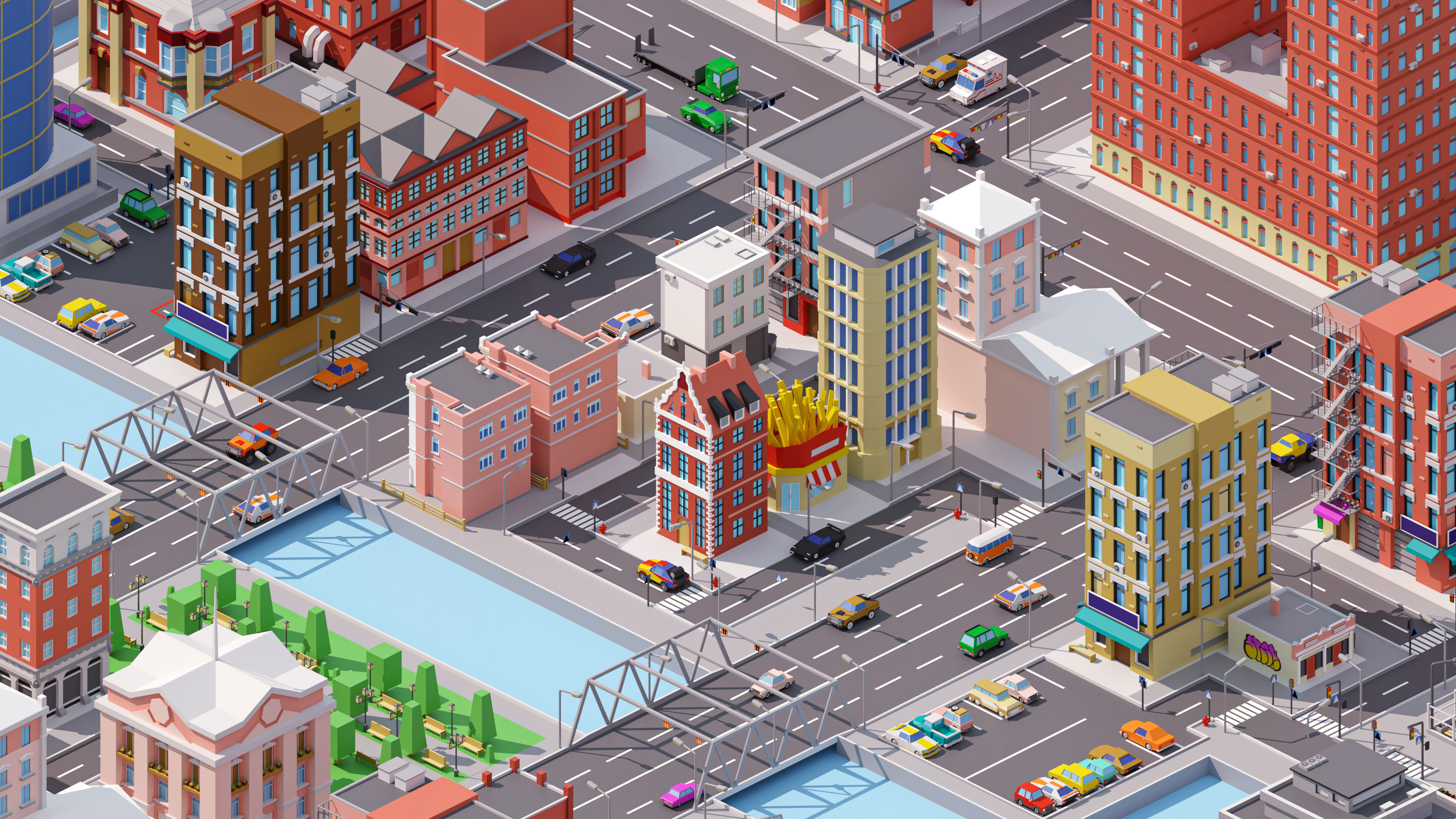 City 4 Low-poly 3D model_15