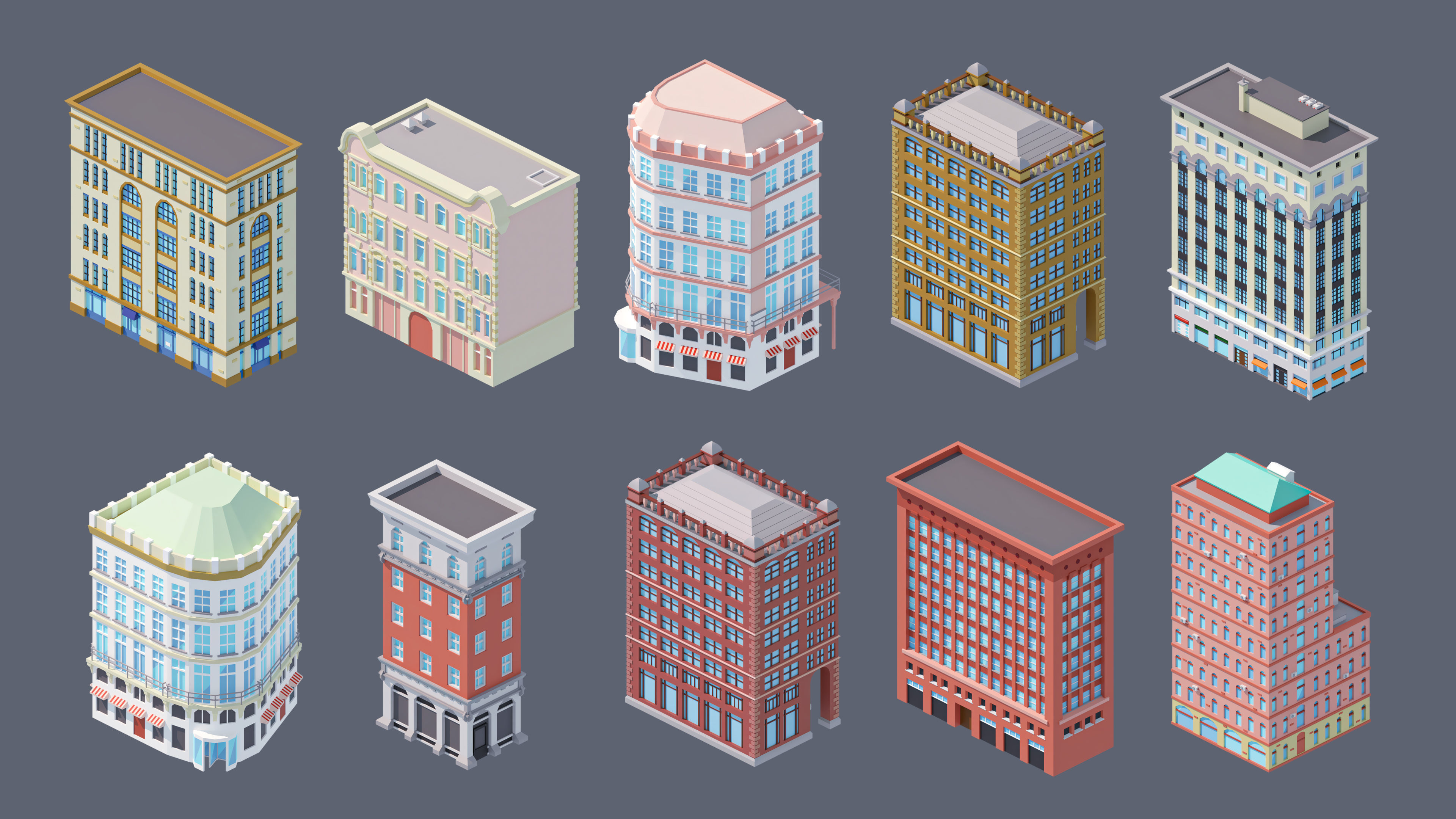 City 4 Low-poly 3D model_32