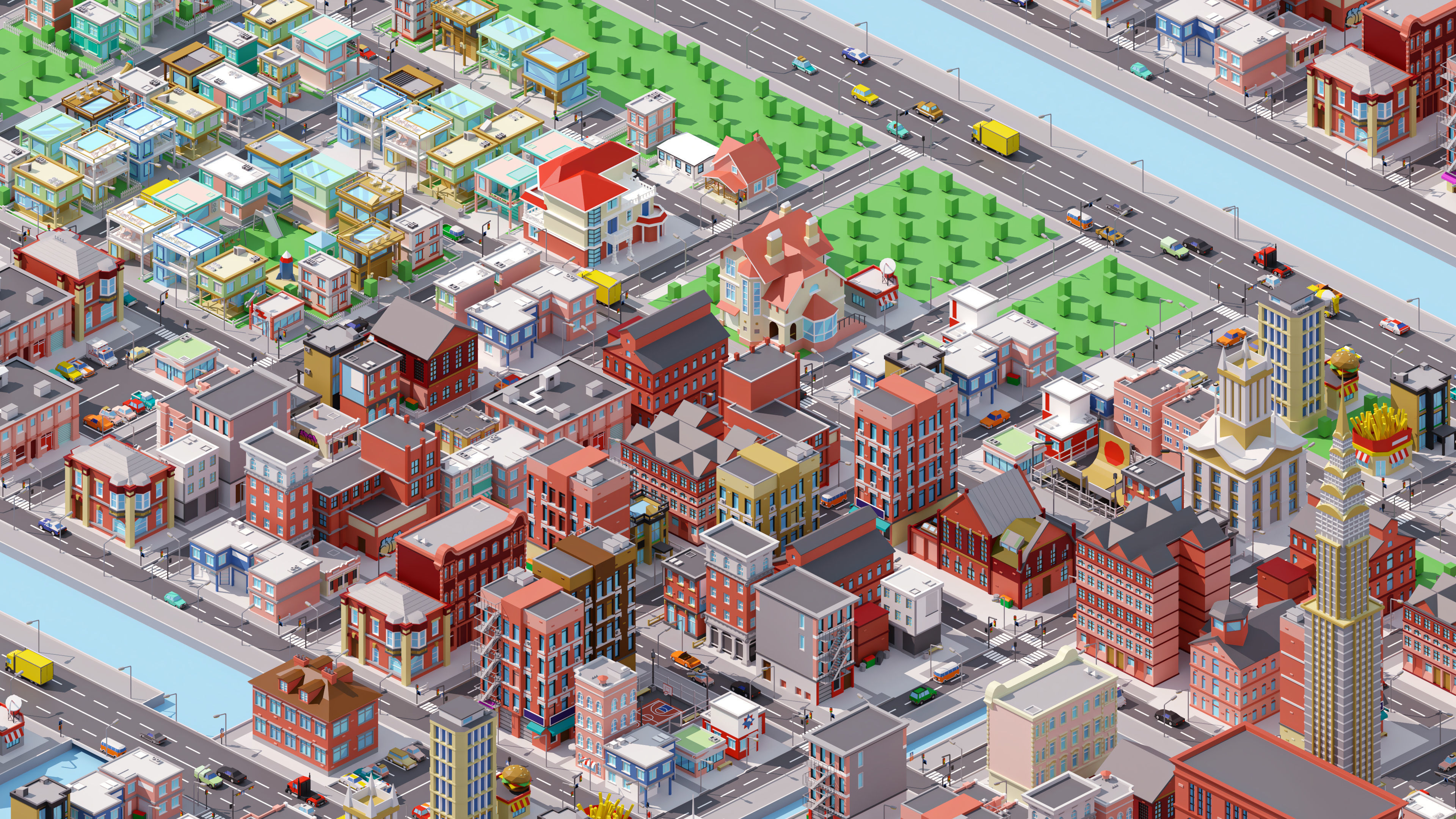City 4 Low-poly 3D model_11