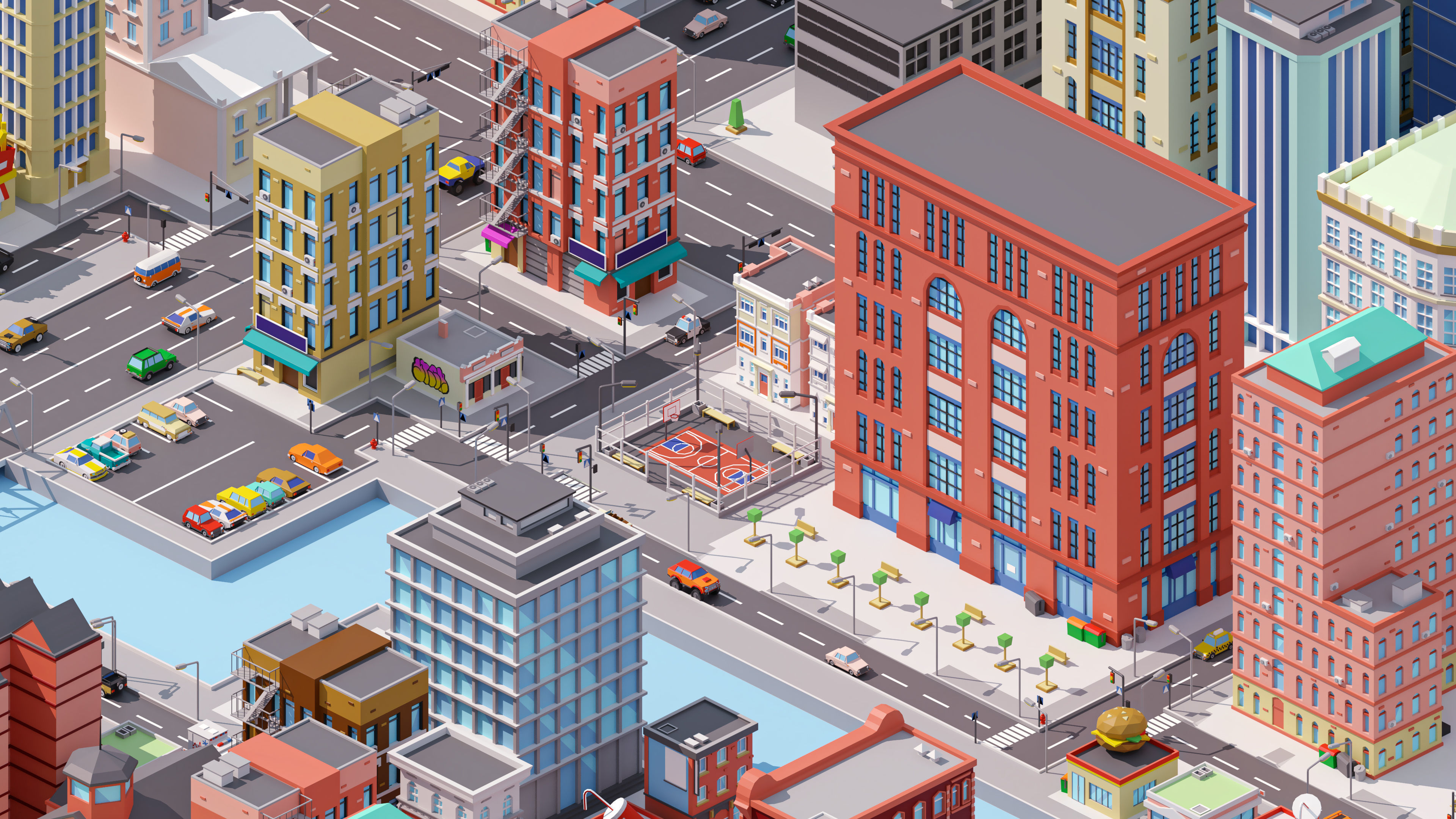 City 4 Low-poly 3D model_17