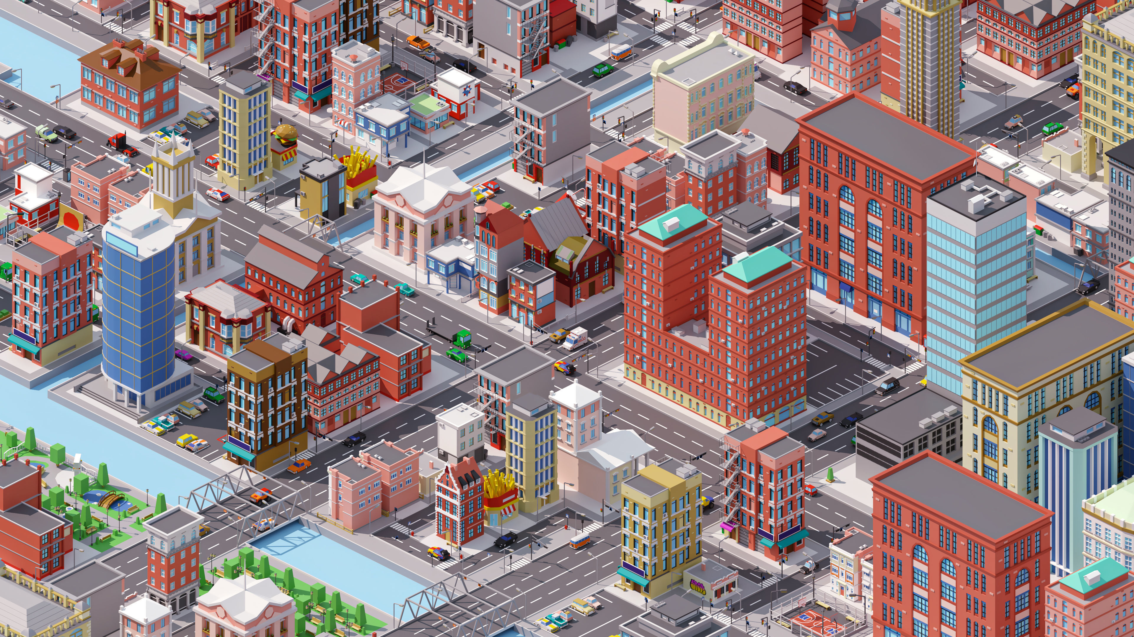 City 4 Low-poly 3D model_8