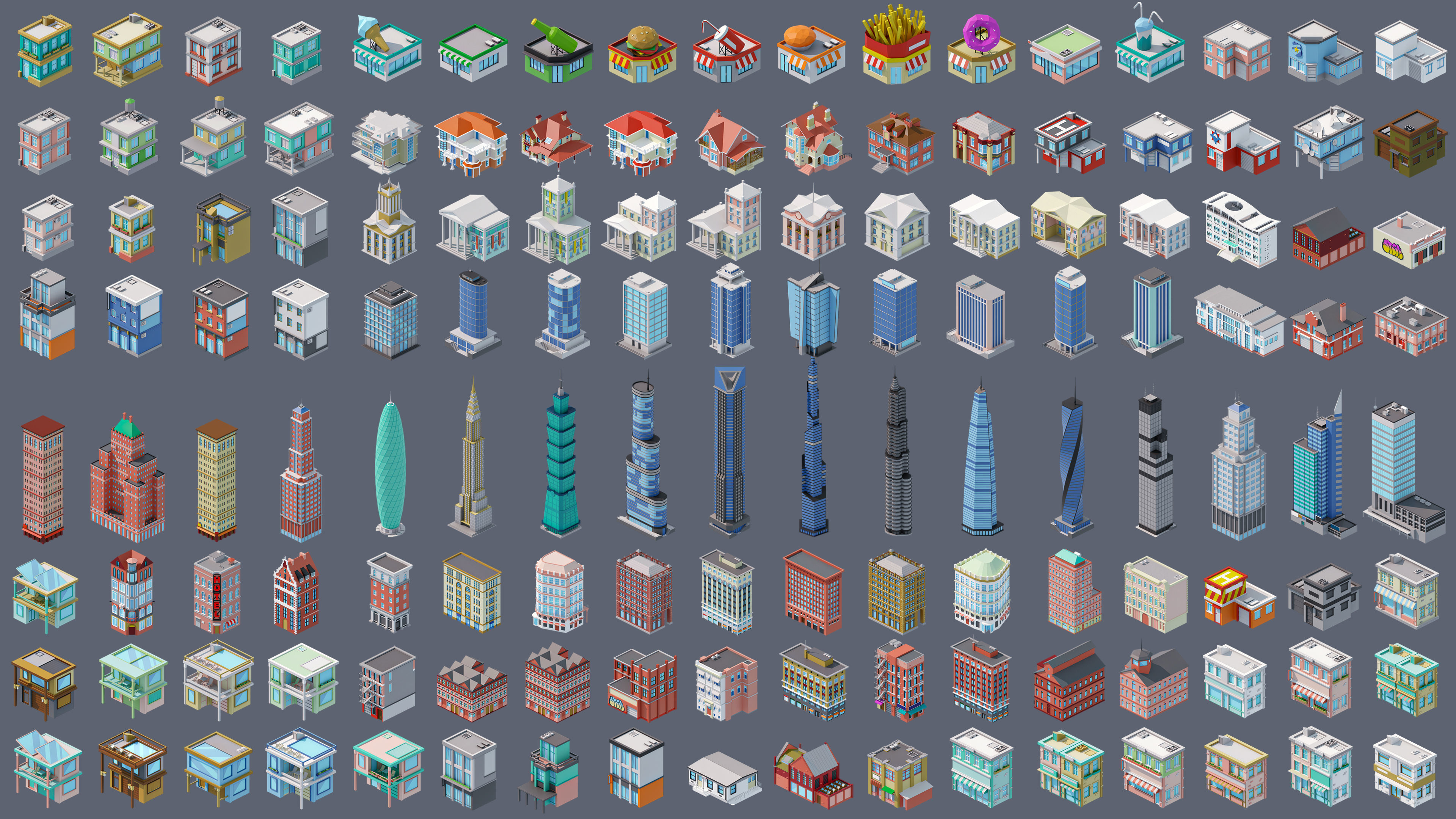 City 4 Low-poly 3D model_4
