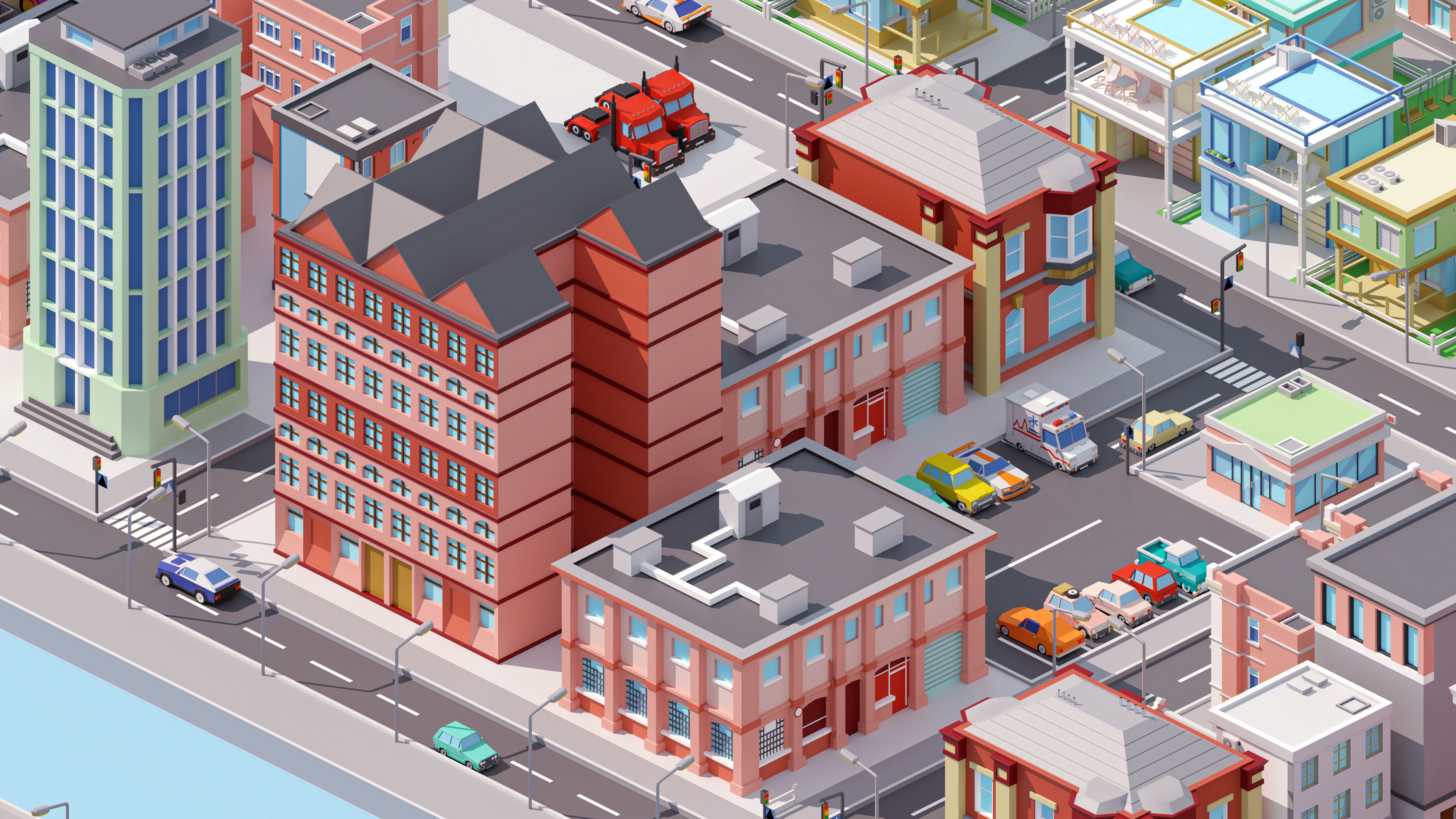 City 4 Low-poly 3D model_19
