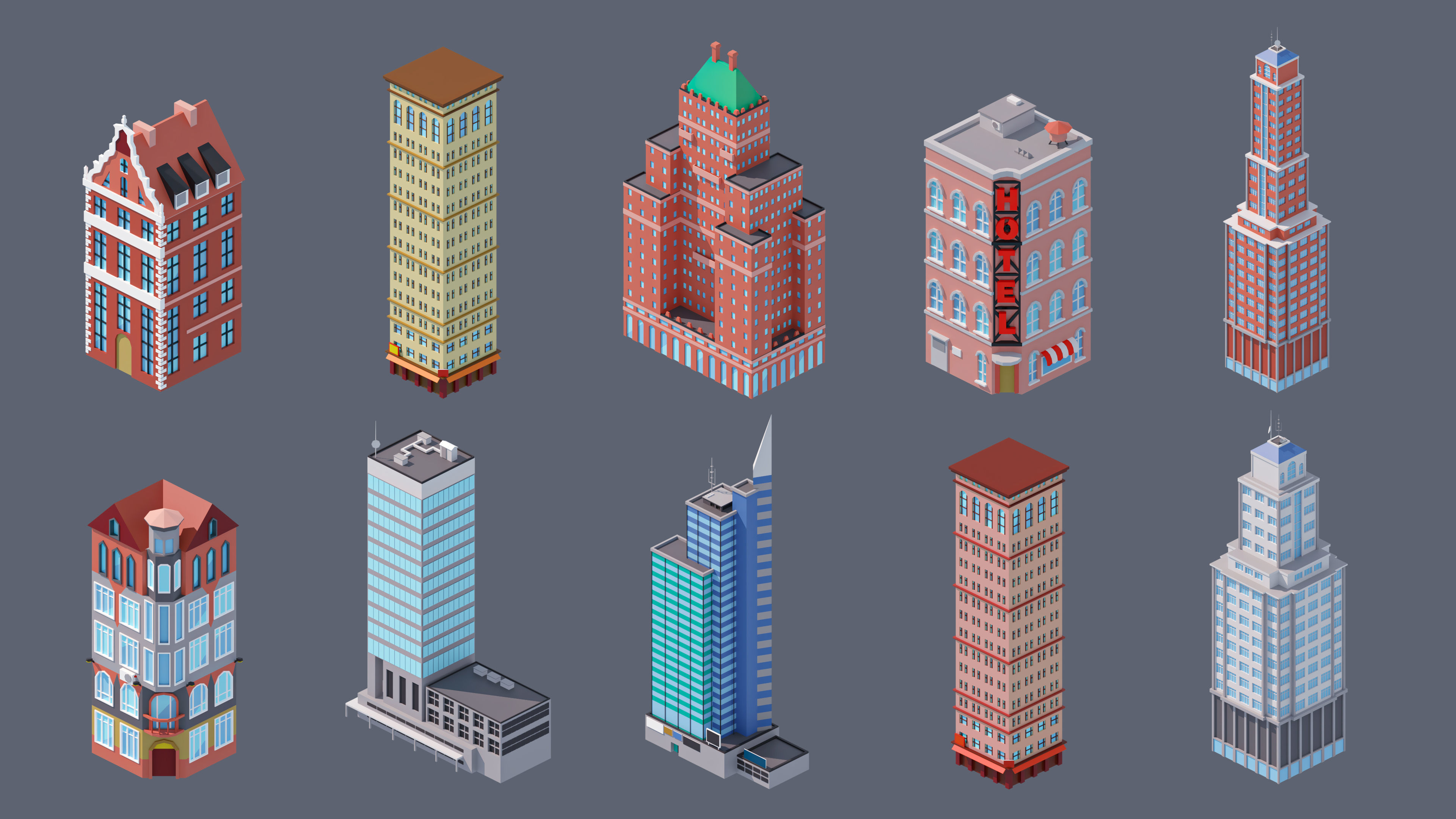 City 4 Low-poly 3D model_34