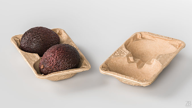 Avocado tray with avocadoes 3D model 3