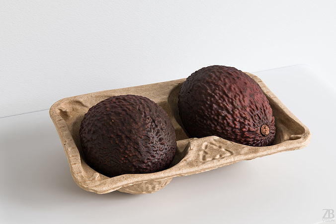 Avocado tray with avocadoes 3D model 2