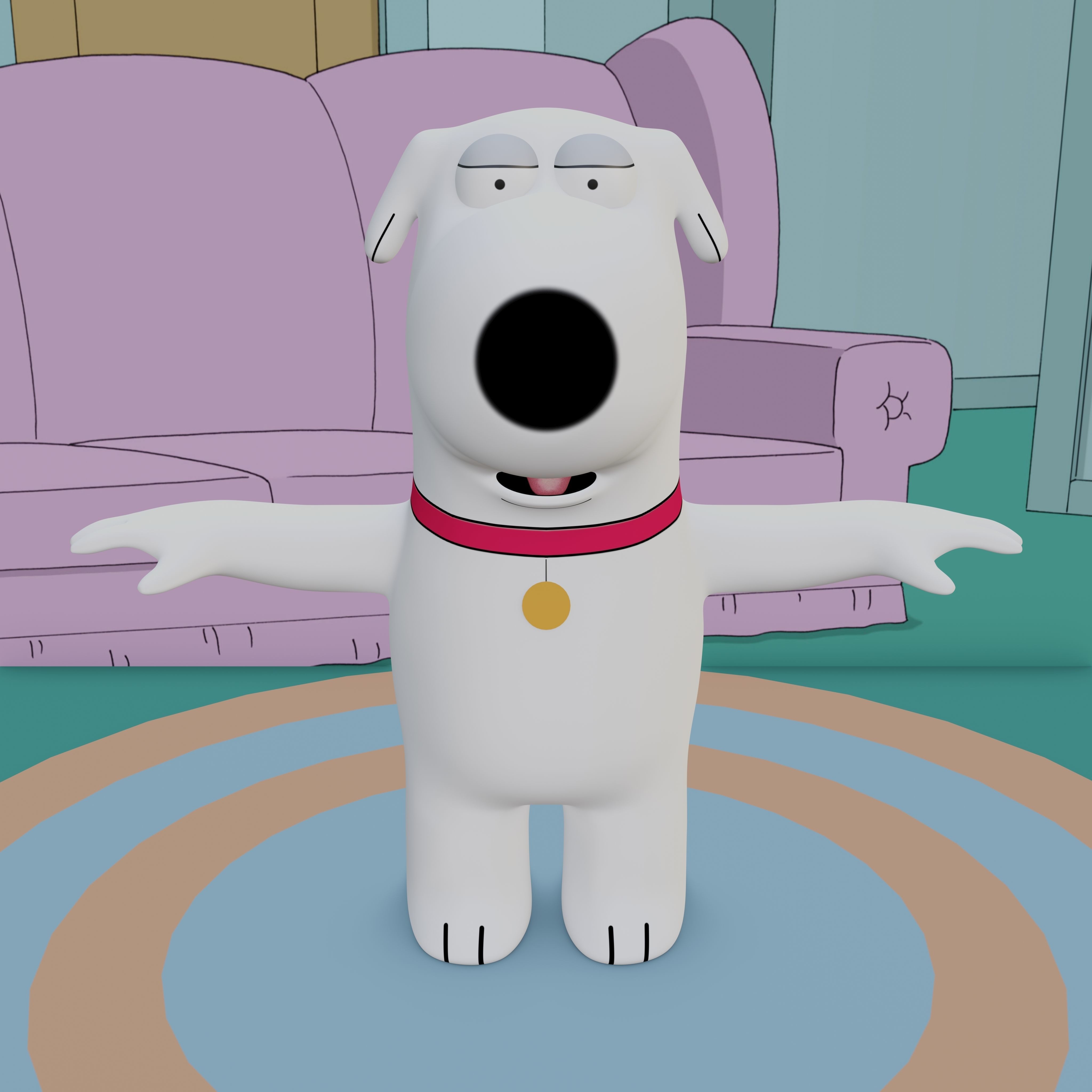Brian Griffin From Family Guy Rigged Low-poly 3D model_10