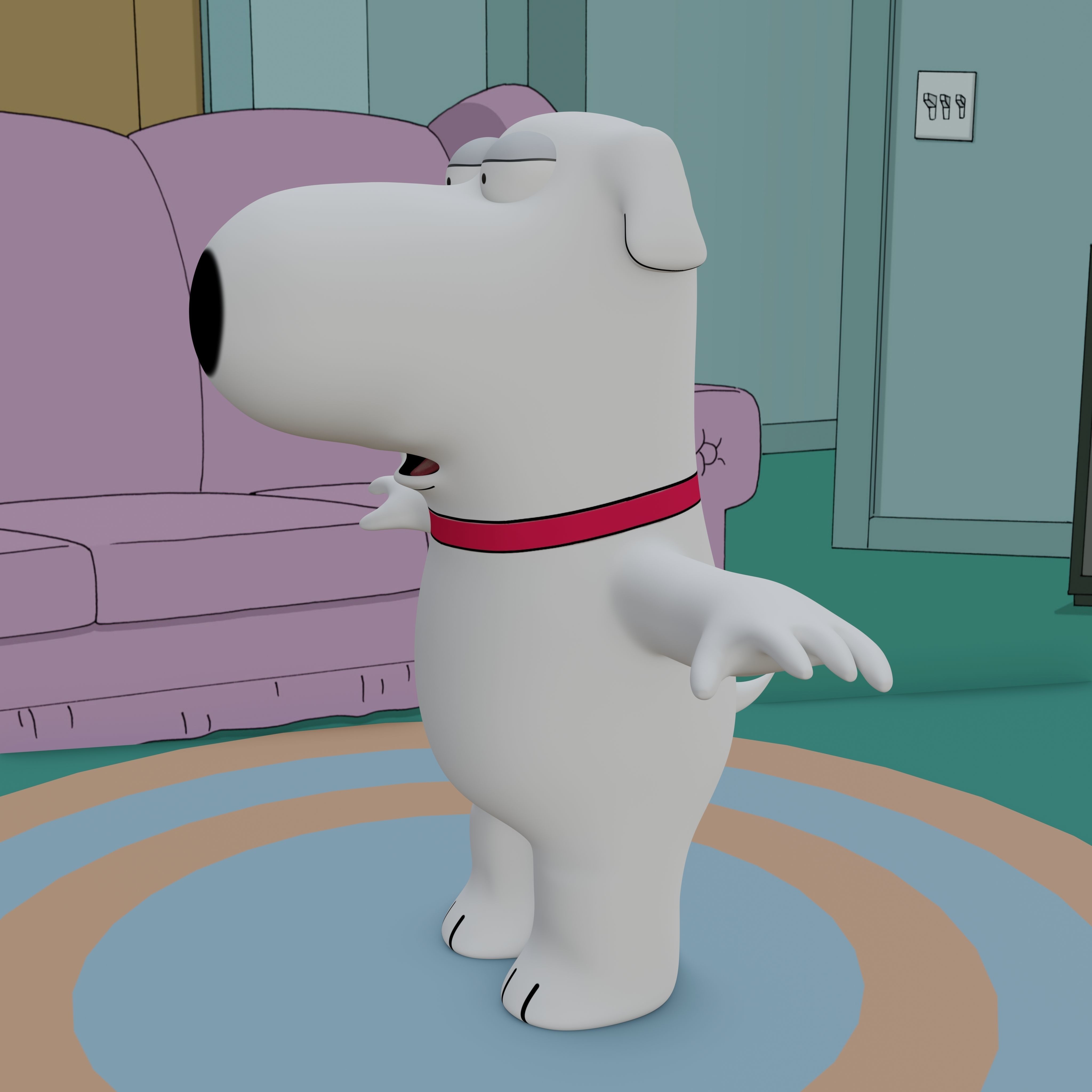 Brian Griffin From Family Guy Rigged Low-poly 3D model_9