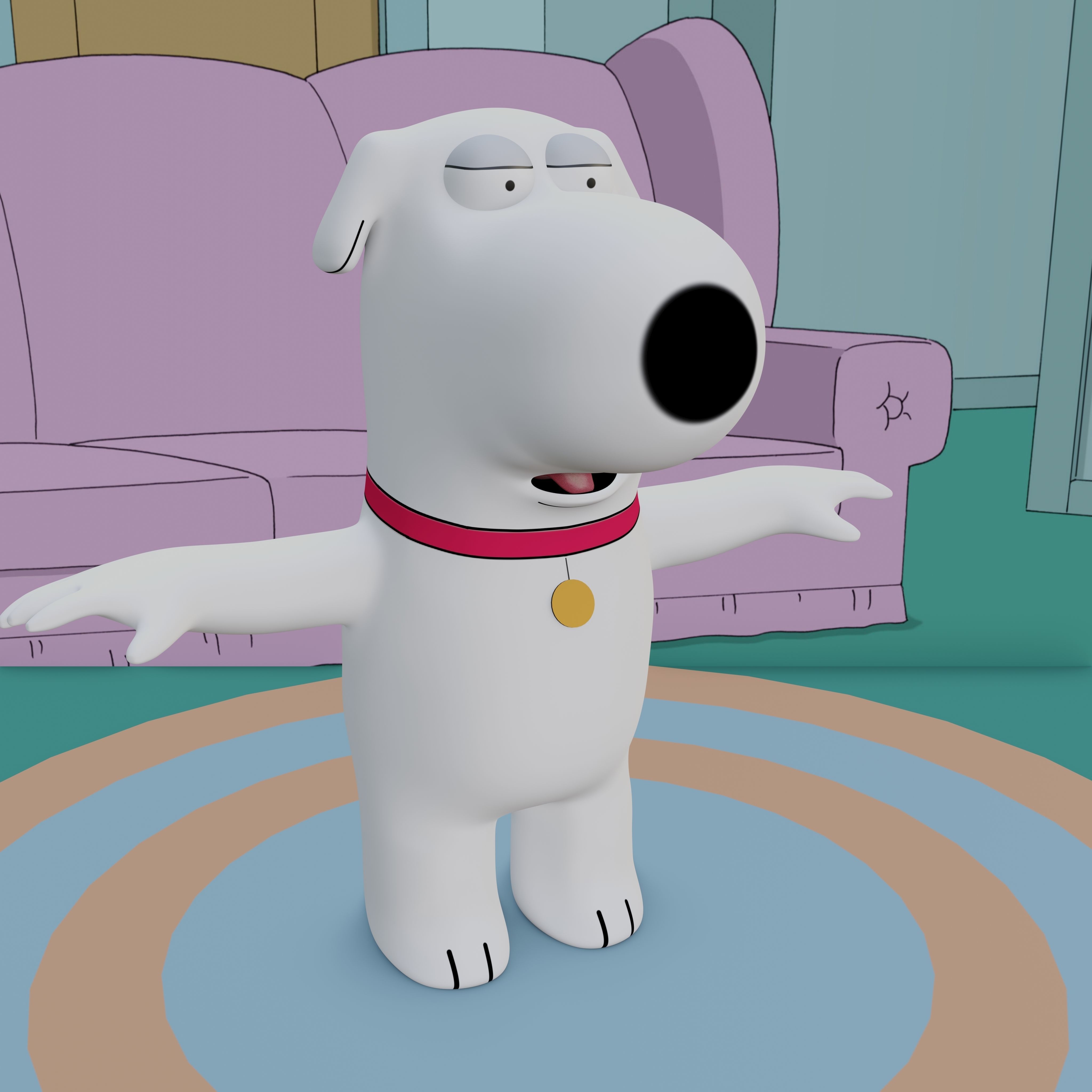 Brian Griffin From Family Guy Rigged Low-poly 3D model_35