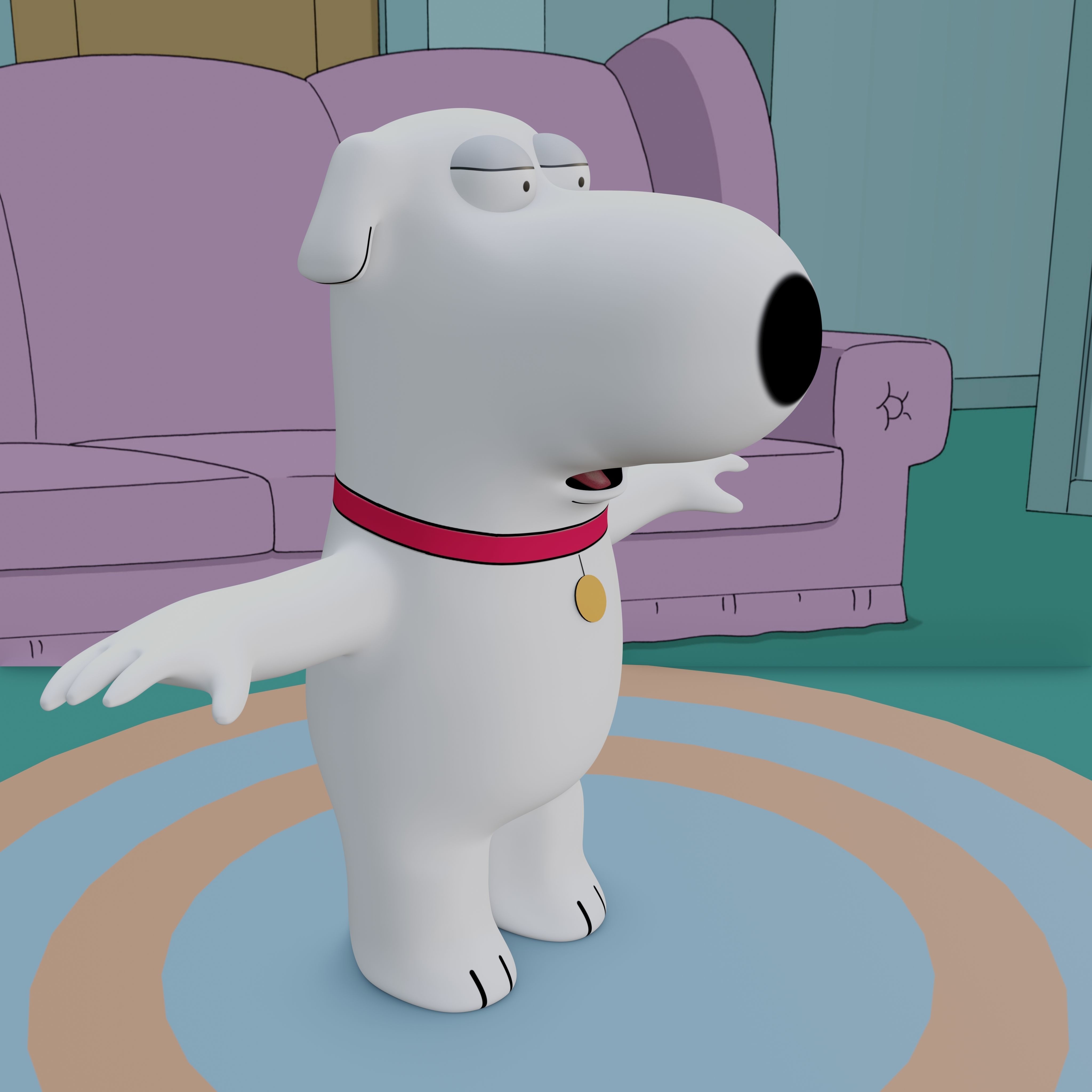 Brian Griffin From Family Guy Rigged Low-poly 3D model_32
