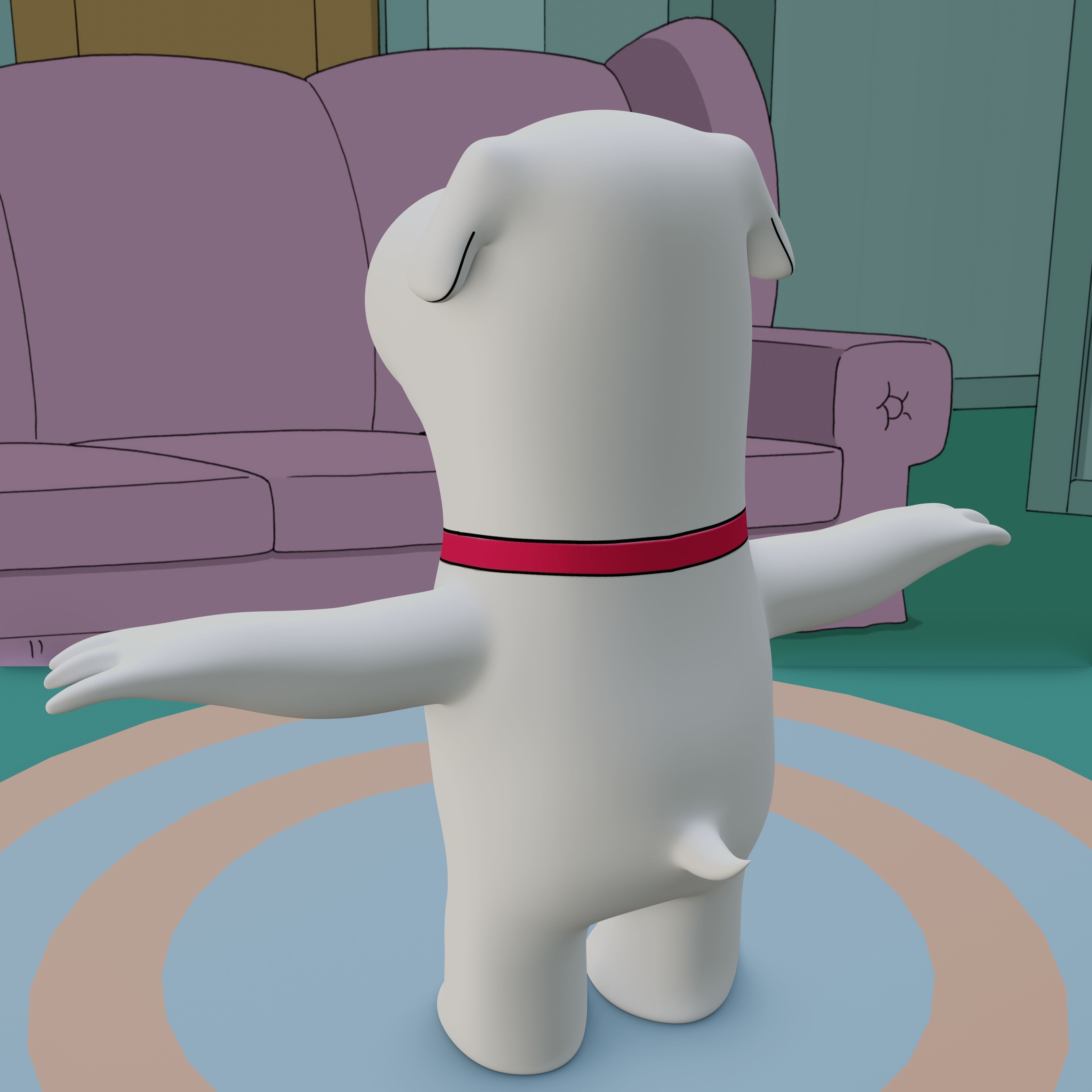 Brian Griffin From Family Guy Rigged Low-poly 3D model_23